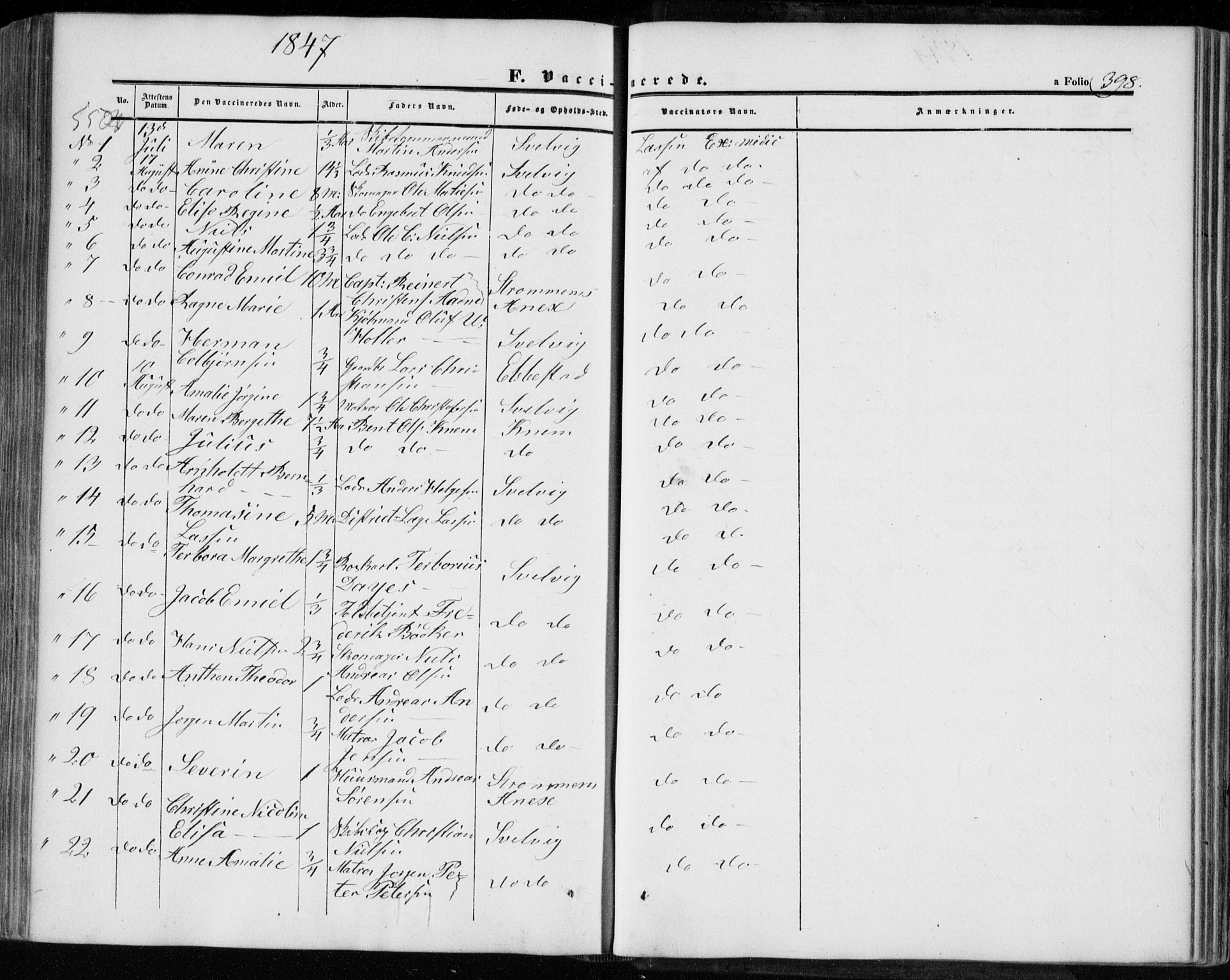 Hurum kirkebøker, SAKO/A-229/F/Fa/L0011: Parish register (official) no. 11, 1847-1860, p. 398