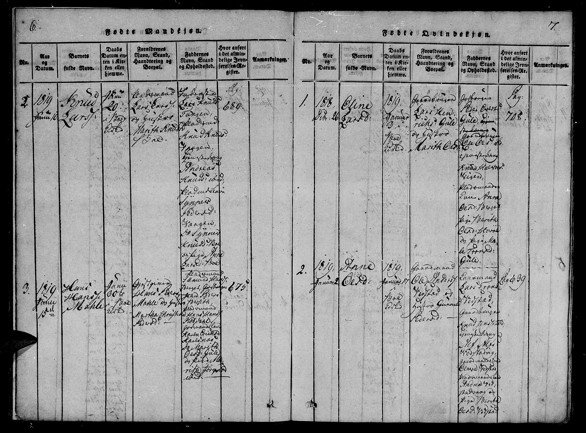 Ministerialprotokoller, klokkerbøker og fødselsregistre - Møre og Romsdal, AV/SAT-A-1454/566/L0763: Parish register (official) no. 566A03 /1, 1817-1829, p. 6-7