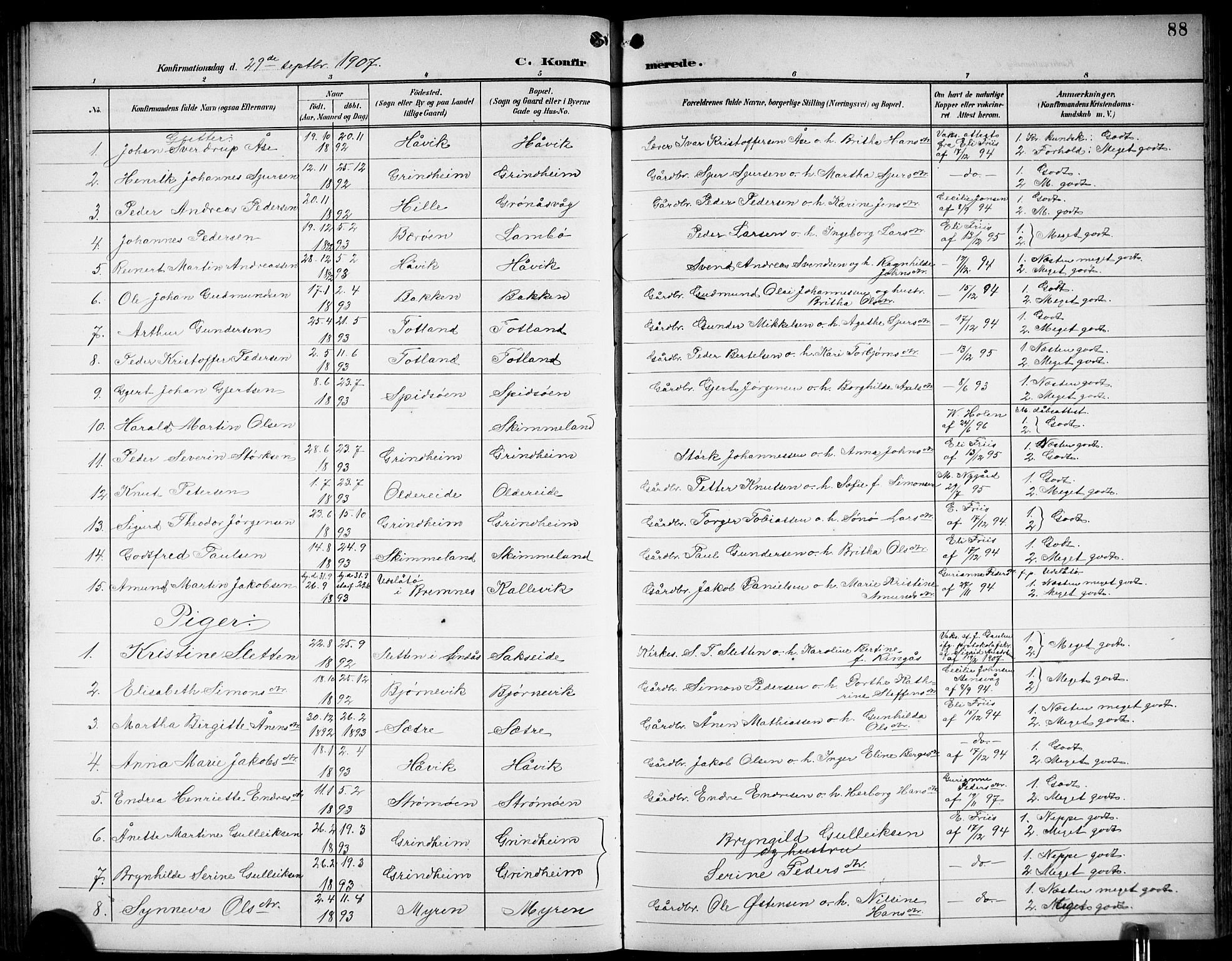 Finnås sokneprestembete, SAB/A-99925/H/Ha/Hab/Haba/L0004: Parish register (copy) no. A 4, 1901-1924, p. 88