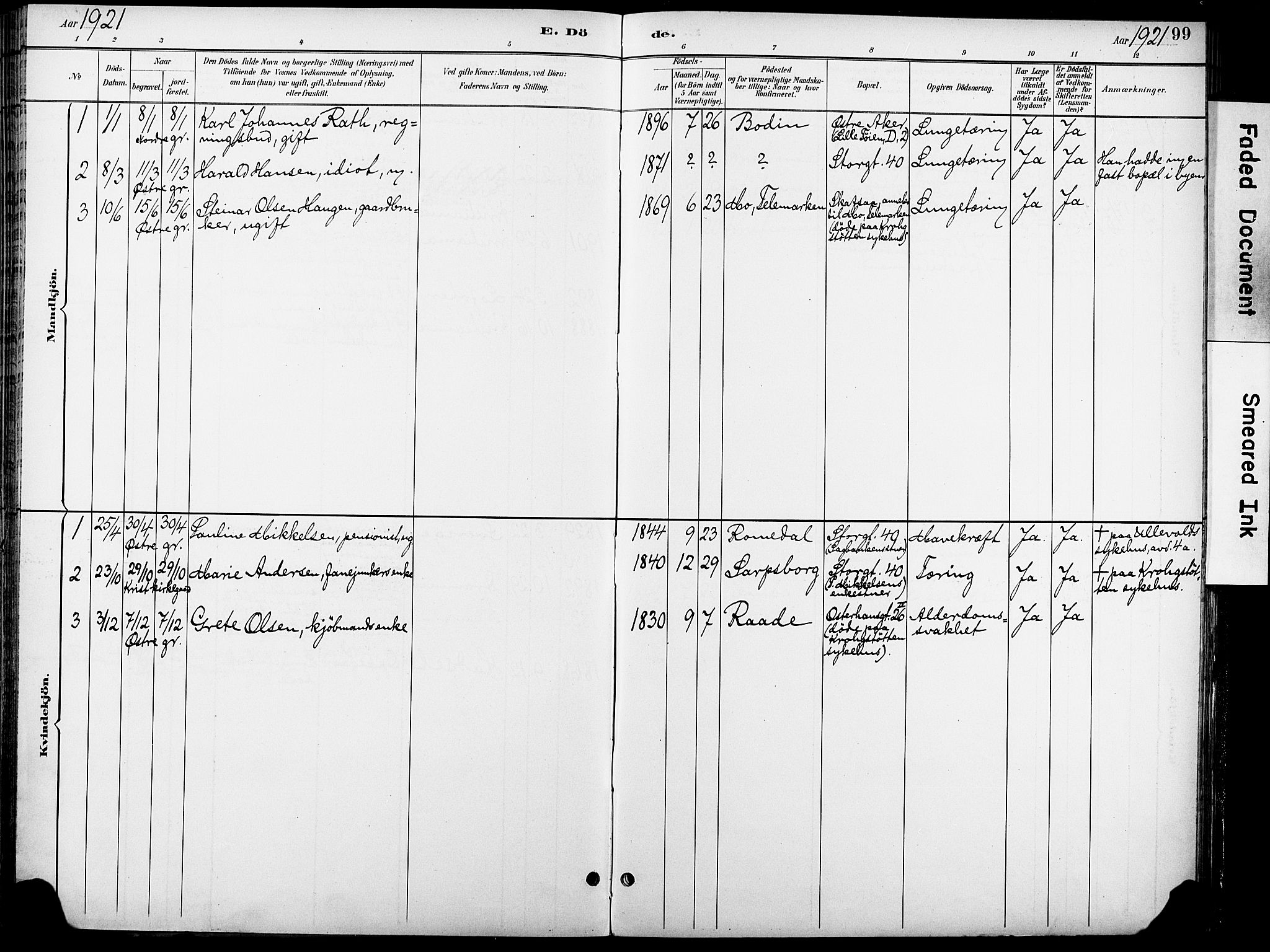 Krohgstøtten sykehusprest Kirkebøker, AV/SAO-A-10854/F/Fa/L0003: Parish register (official) no. 3, 1890-1935, p. 99