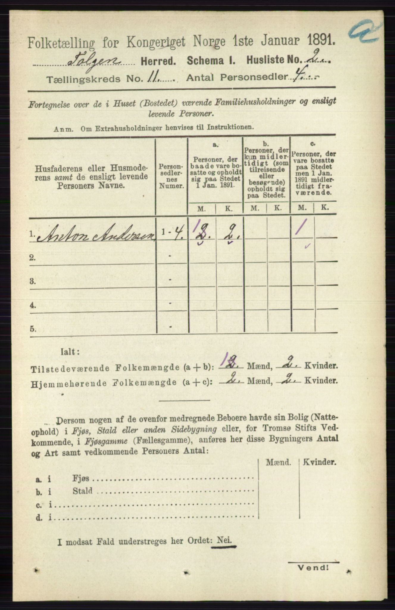 RA, 1891 census for 0436 Tolga, 1891, p. 3145