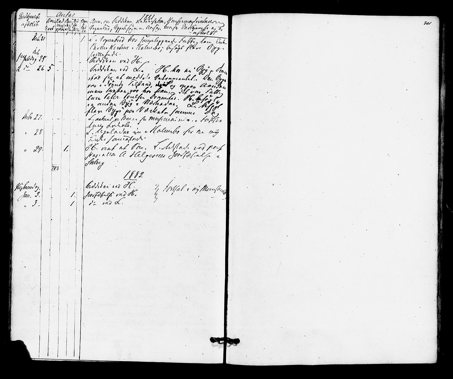 Hurum kirkebøker, SAKO/A-229/F/Fa/L0013: Parish register (official) no. 13, 1876-1881, p. 301