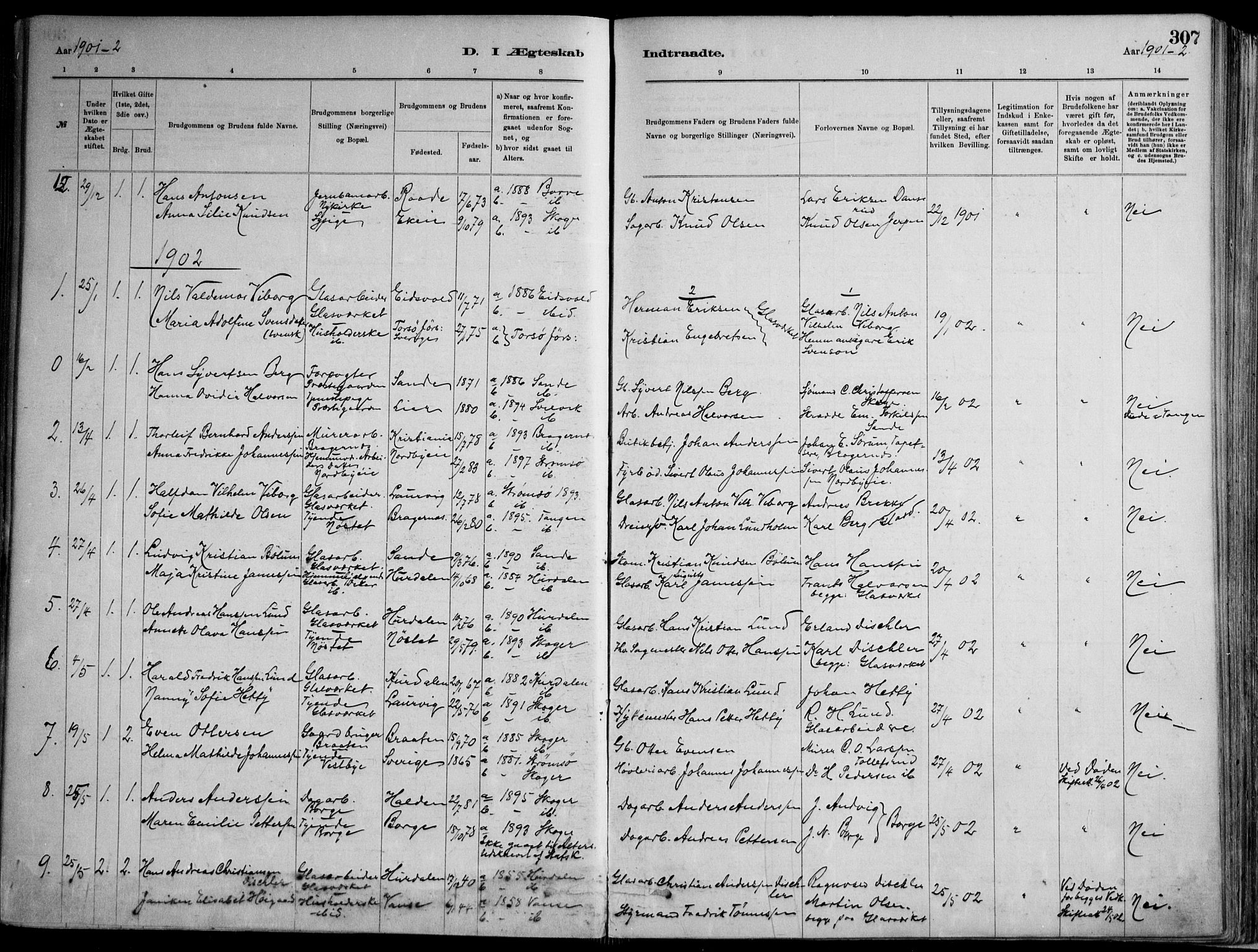 Skoger kirkebøker, AV/SAKO-A-59/F/Fa/L0006: Parish register (official) no. I 6, 1885-1910, p. 307