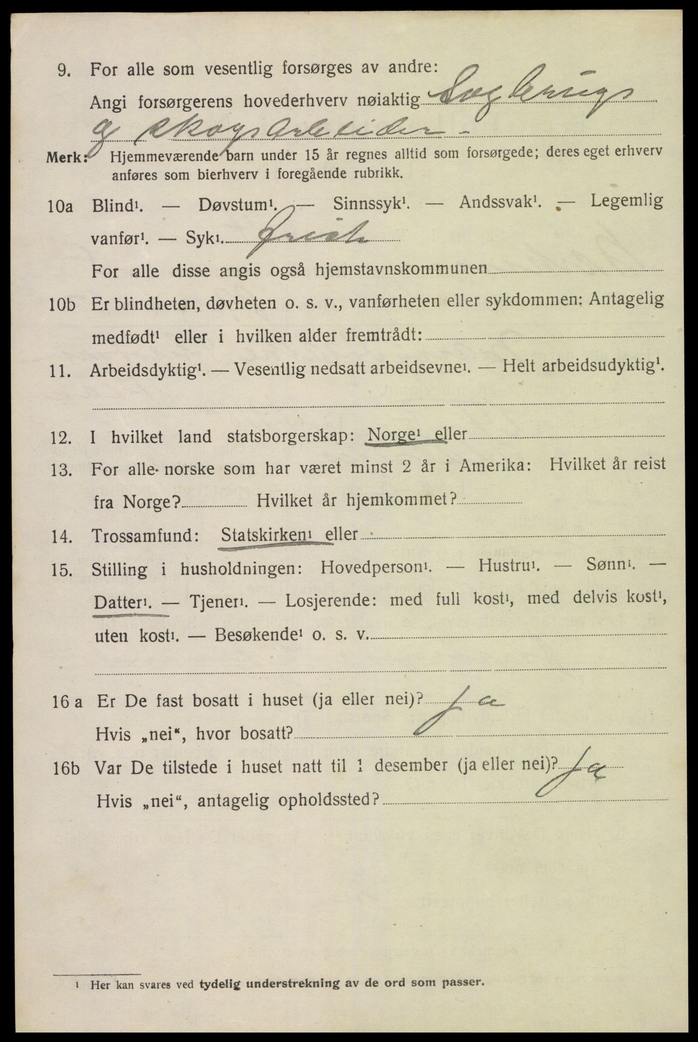 SAK, 1920 census for Birkenes, 1920, p. 3712