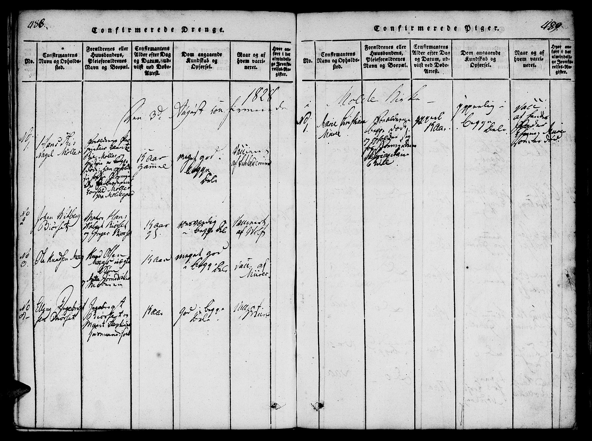 Ministerialprotokoller, klokkerbøker og fødselsregistre - Møre og Romsdal, SAT/A-1454/558/L0688: Parish register (official) no. 558A02, 1818-1843, p. 488-489