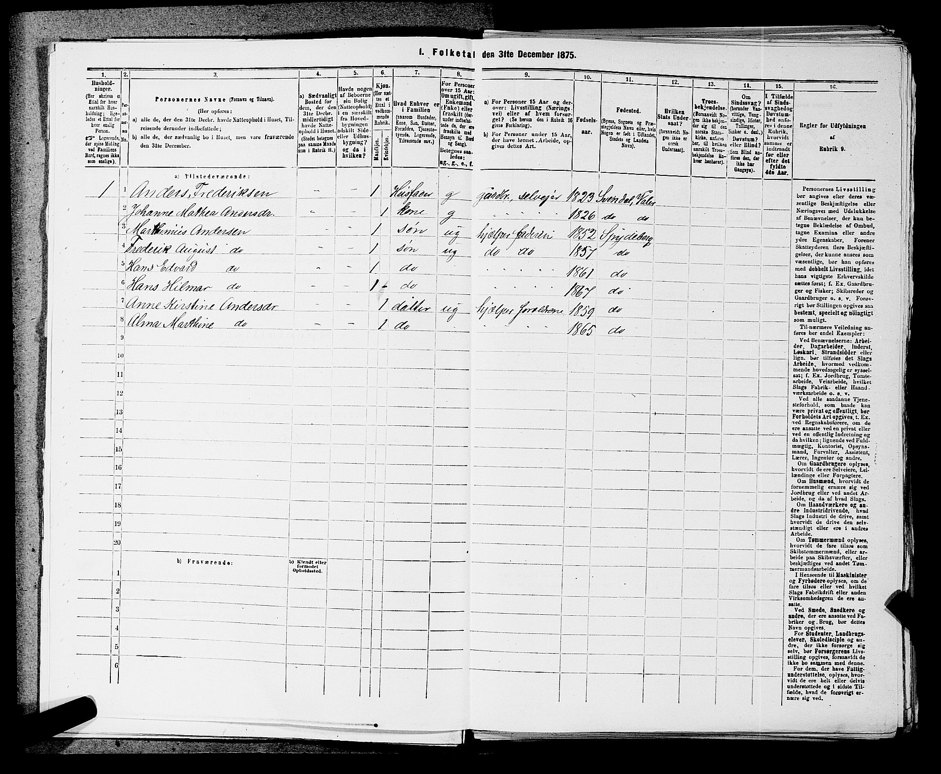 RA, 1875 census for 0123P Spydeberg, 1875, p. 38