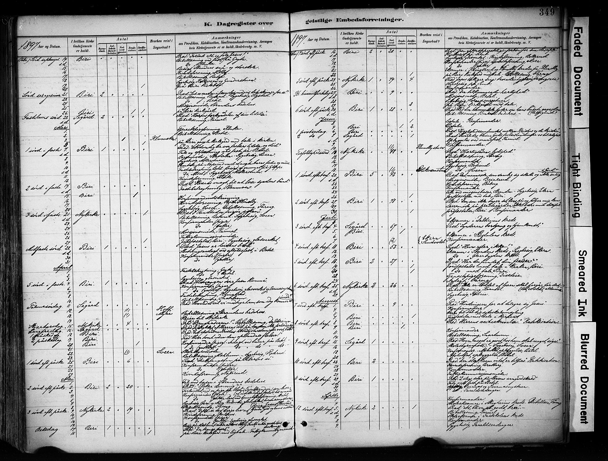 Biri prestekontor, AV/SAH-PREST-096/H/Ha/Haa/L0009: Parish register (official) no. 9, 1887-1900, p. 349