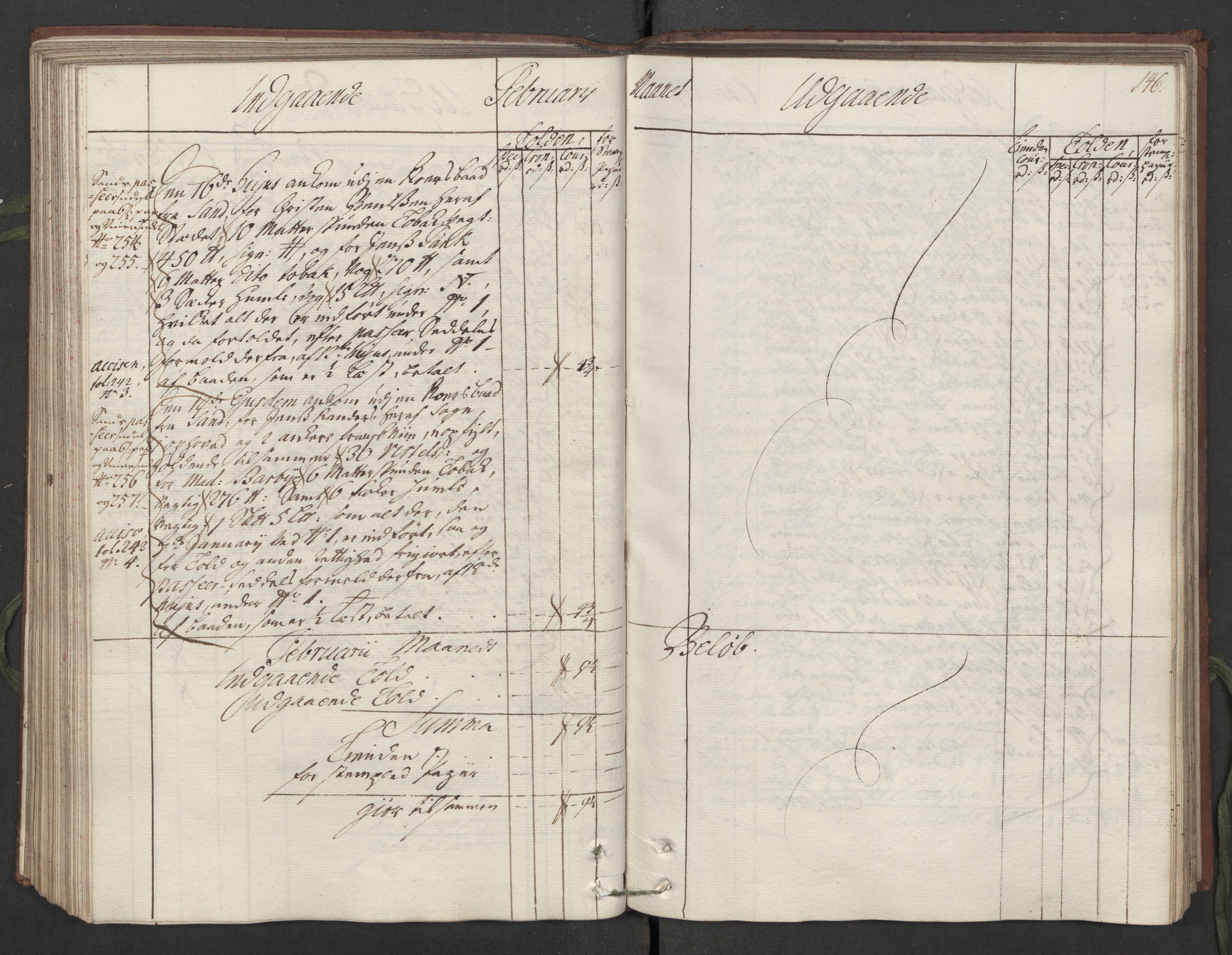 Generaltollkammeret, tollregnskaper, AV/RA-EA-5490/R05/L0014/0001: Tollregnskaper Moss, Son, Krokstad / Hovedtollbok, 1733, p. 145b-146a