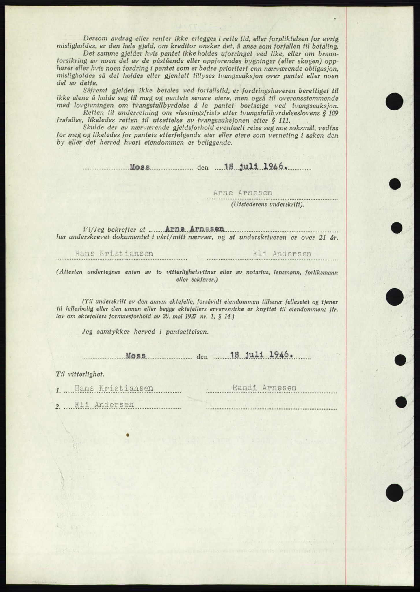 Moss sorenskriveri, SAO/A-10168: Mortgage book no. B15, 1946-1946, Diary no: : 1677/1946