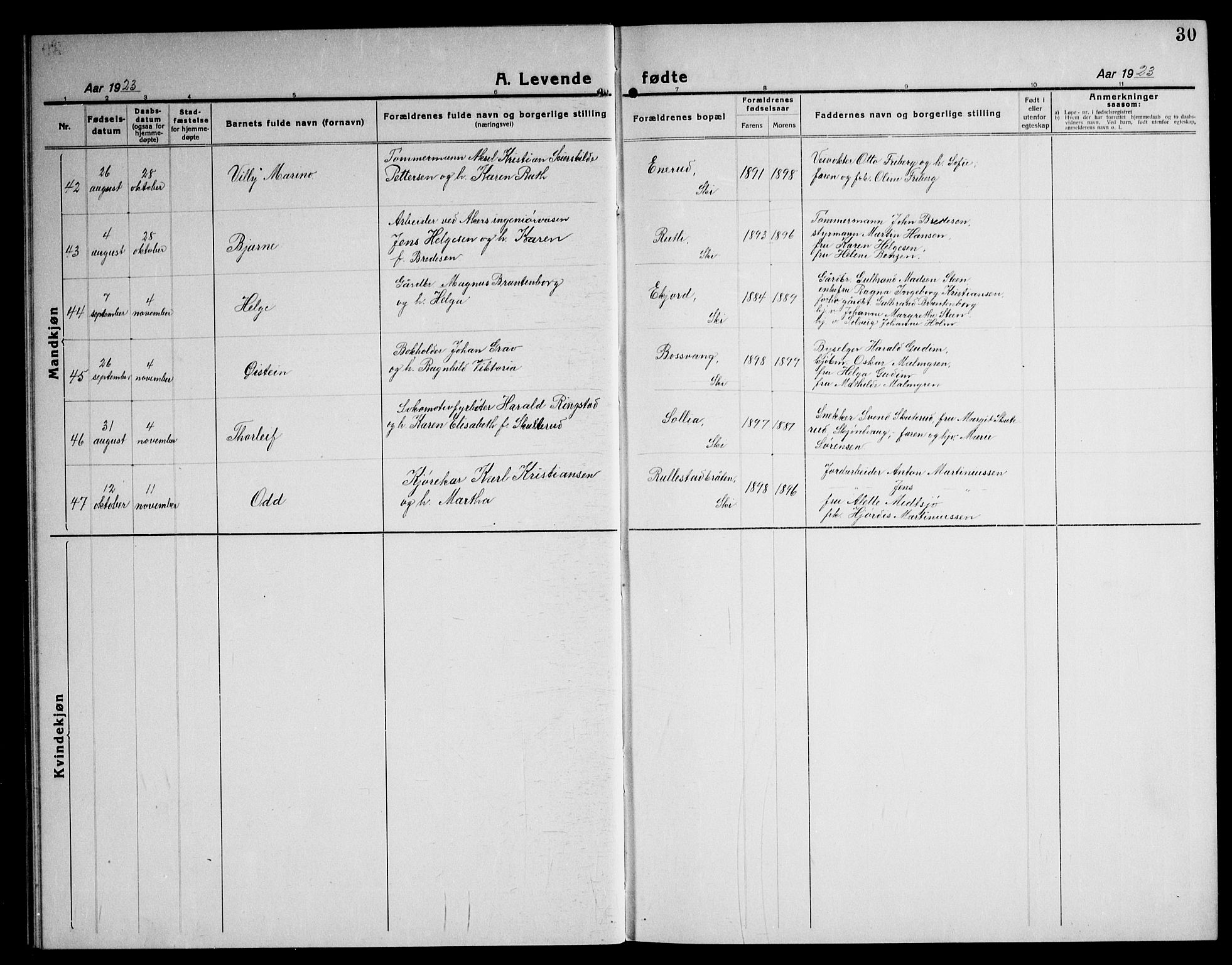 Kråkstad prestekontor Kirkebøker, AV/SAO-A-10125a/G/Gb/L0002: Parish register (copy) no. II 2, 1921-1941, p. 30