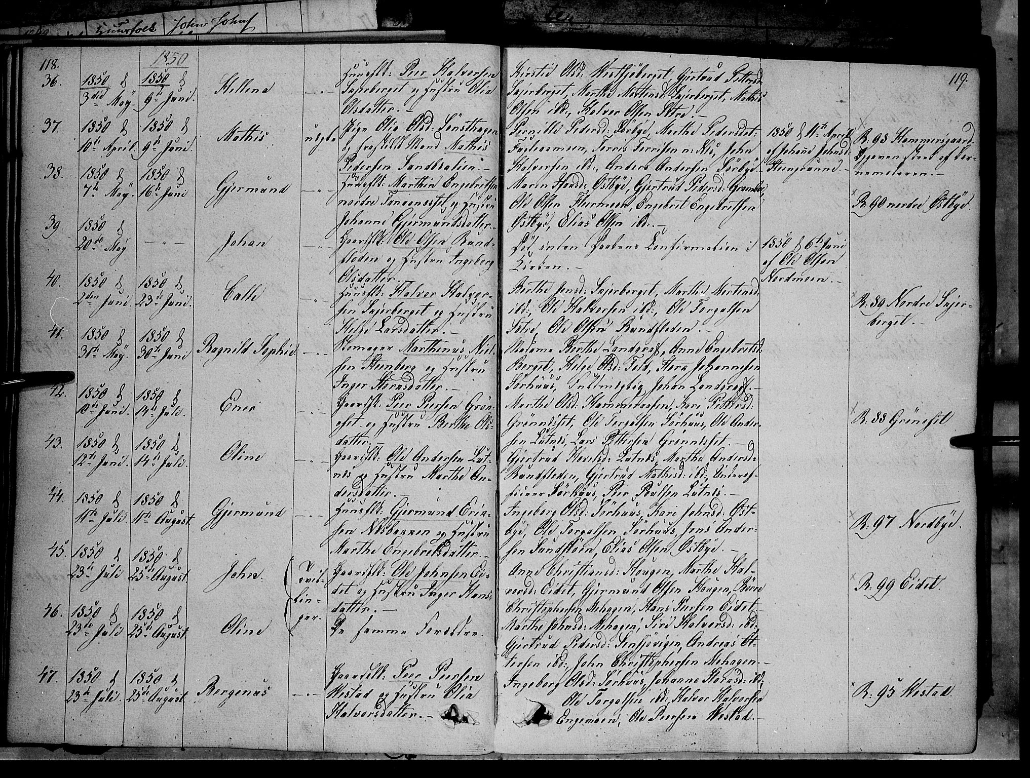 Trysil prestekontor, AV/SAH-PREST-046/H/Ha/Haa/L0004: Parish register (official) no. 4 /1, 1842-1850, p. 118-119