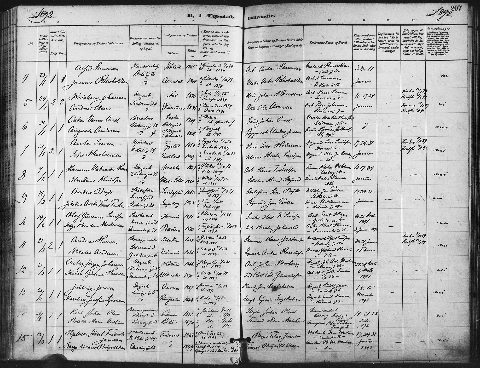 Gamlebyen prestekontor Kirkebøker, SAO/A-10884/F/Fa/L0008: Parish register (official) no. 8, 1891-1908, p. 207