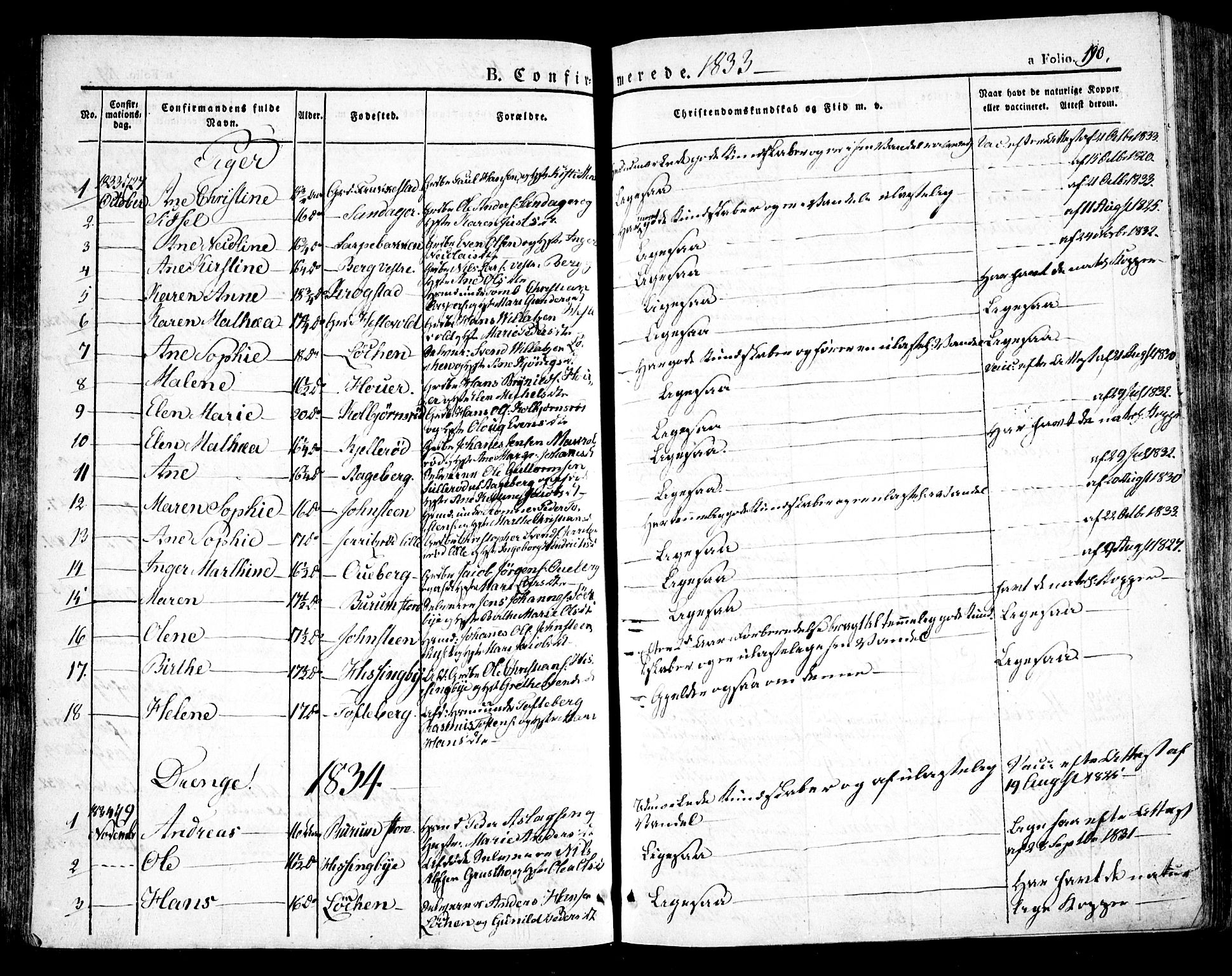 Råde prestekontor kirkebøker, SAO/A-2009/F/Fa/L0005: Parish register (official) no. 5, 1830-1853, p. 190