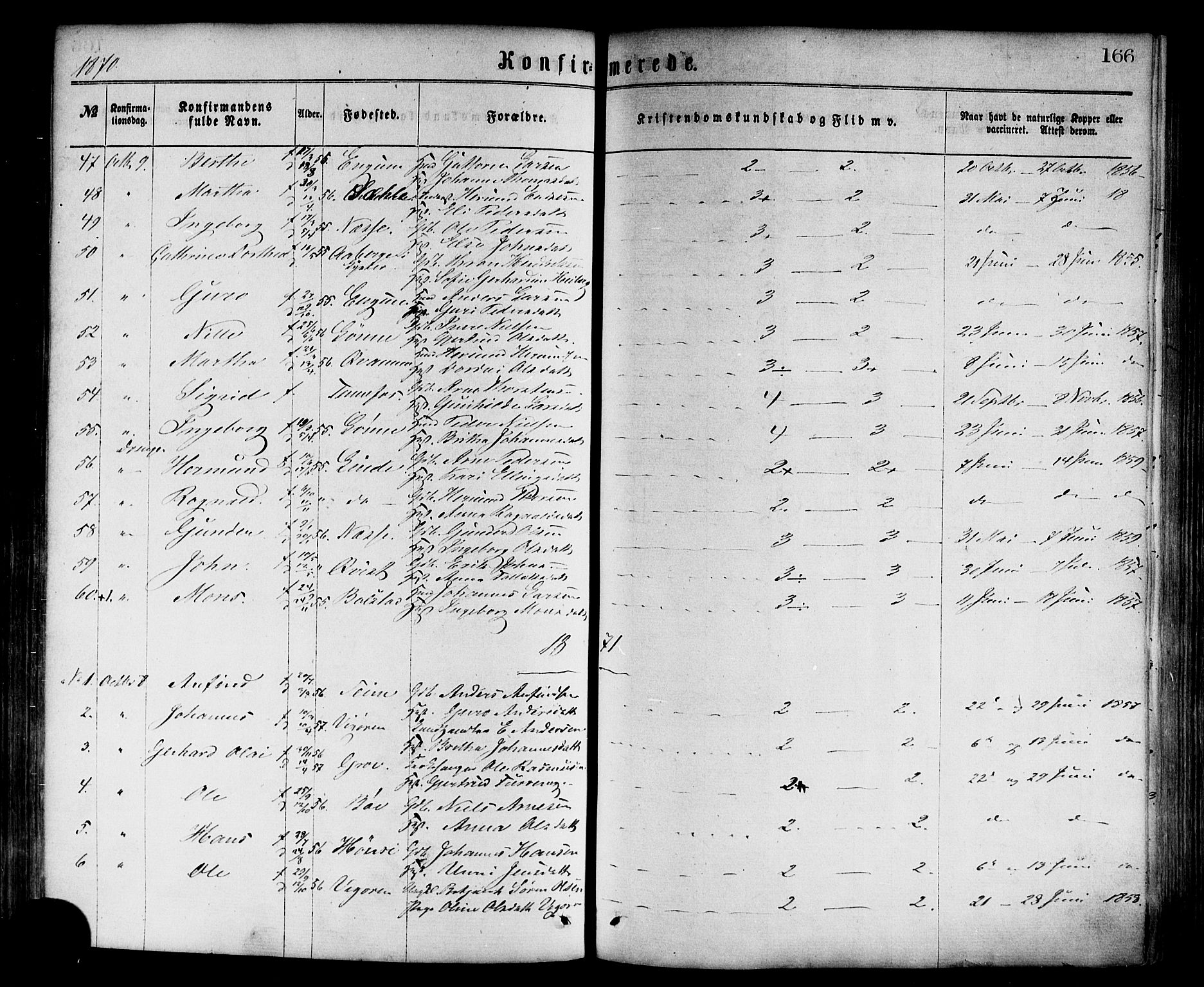 Vik sokneprestembete, AV/SAB-A-81501/H/Haa/Haaa/L0009: Parish register (official) no. A 9, 1866-1877, p. 166