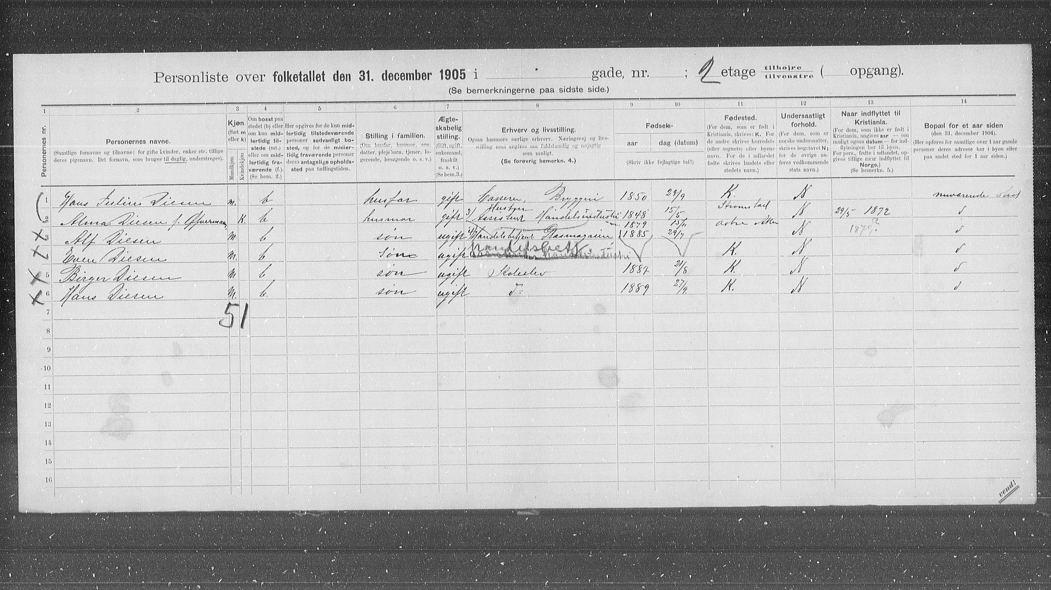 OBA, Municipal Census 1905 for Kristiania, 1905, p. 27941