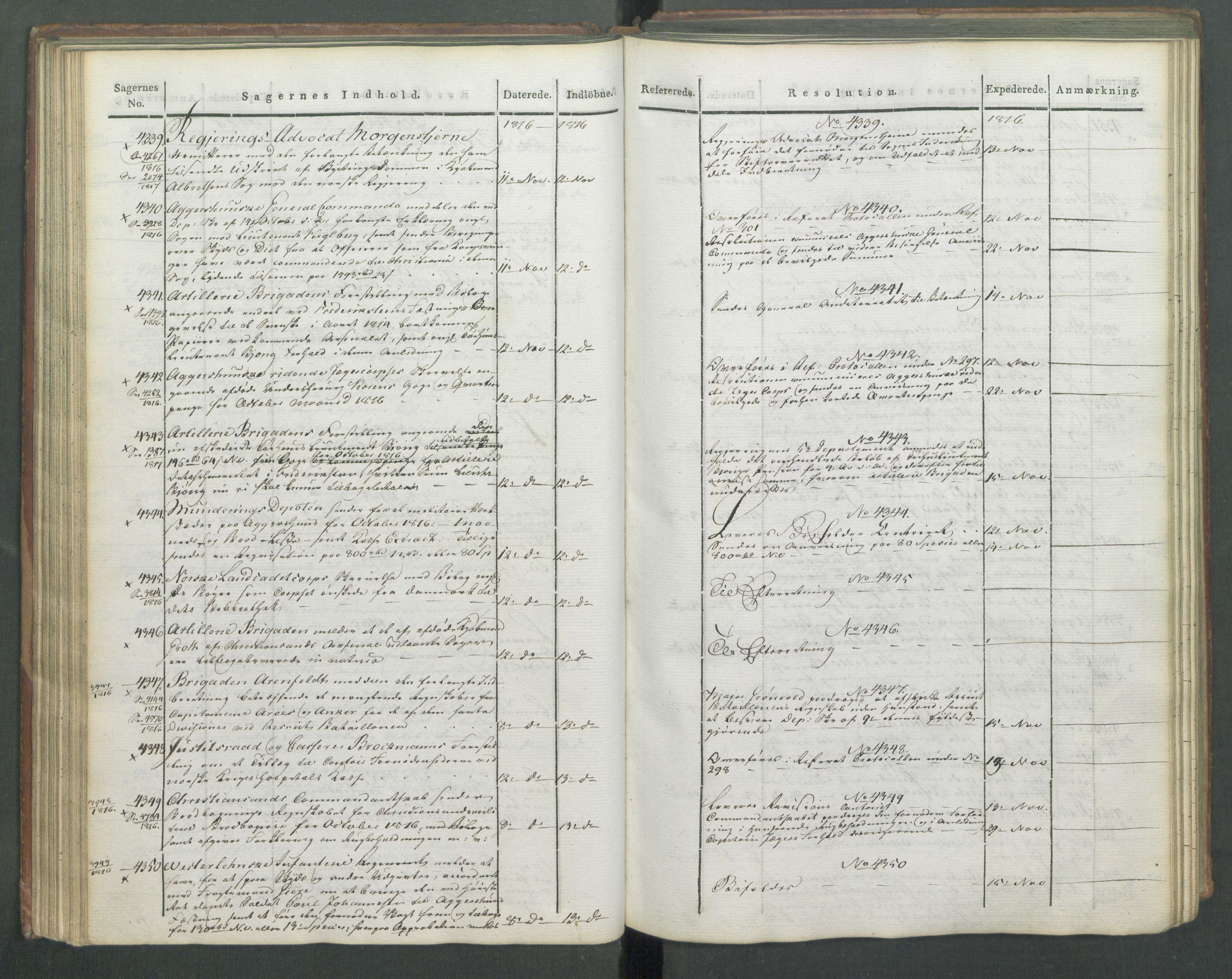 Armédepartementet, RA/RAFA-3493/C/Ca/L0009: 6. Departements Journal, 1816-1817