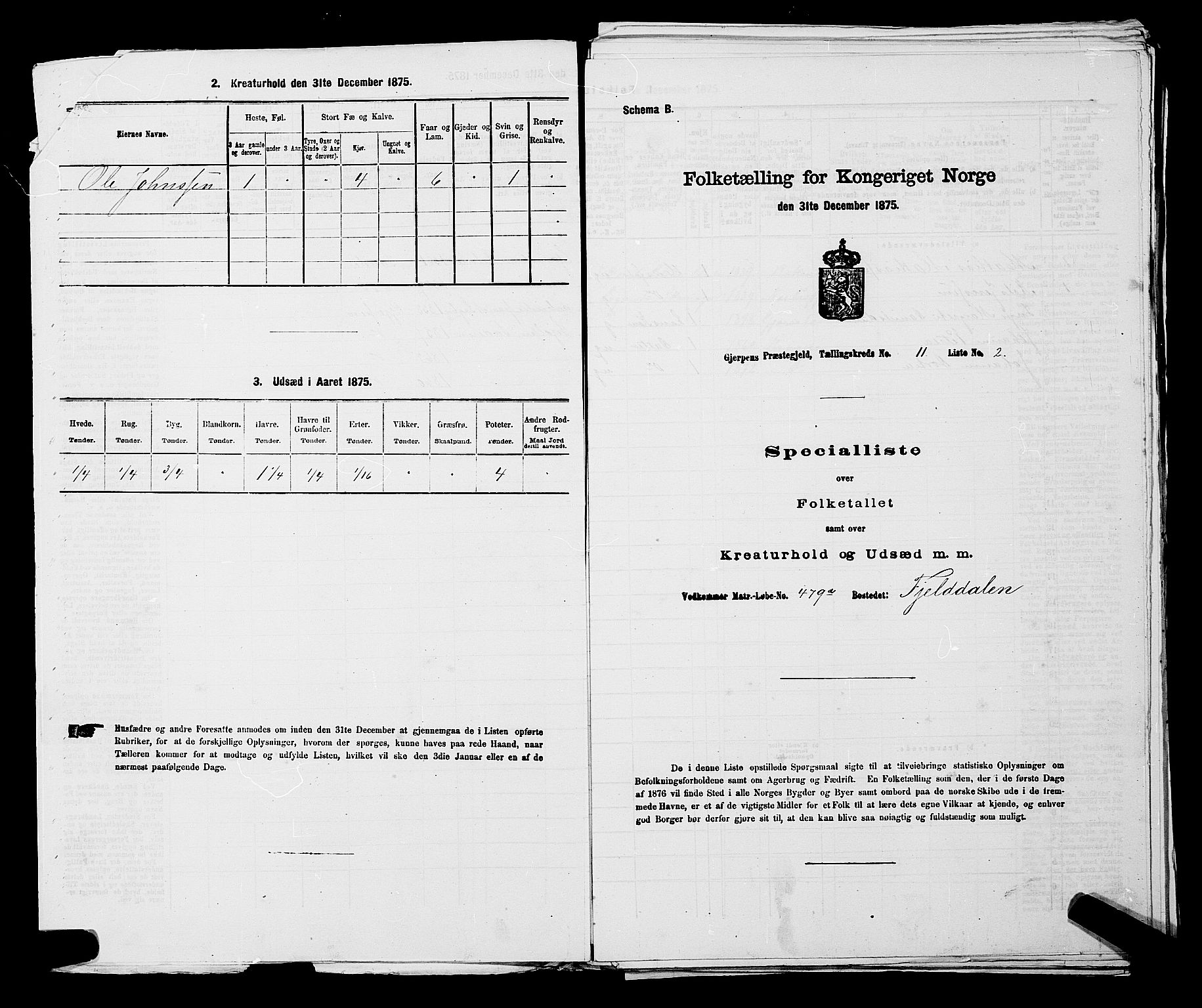 SAKO, 1875 census for 0812P Gjerpen, 1875, p. 1633