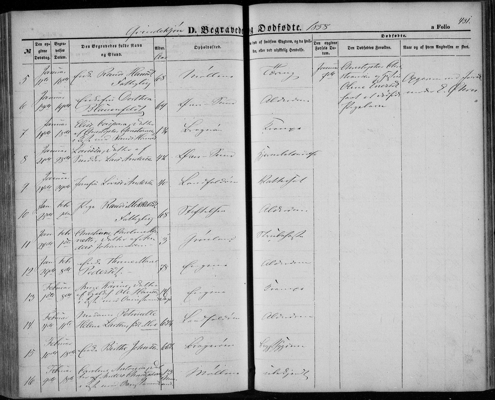 Bragernes kirkebøker, AV/SAKO-A-6/F/Fb/L0002: Parish register (official) no. II 2, 1848-1859, p. 431