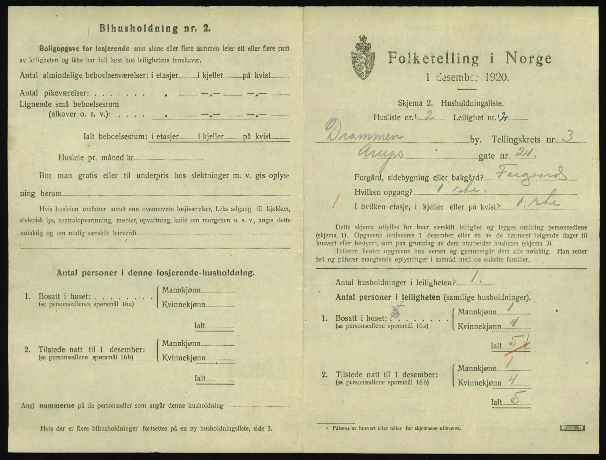 SAKO, 1920 census for Drammen, 1920, p. 8383