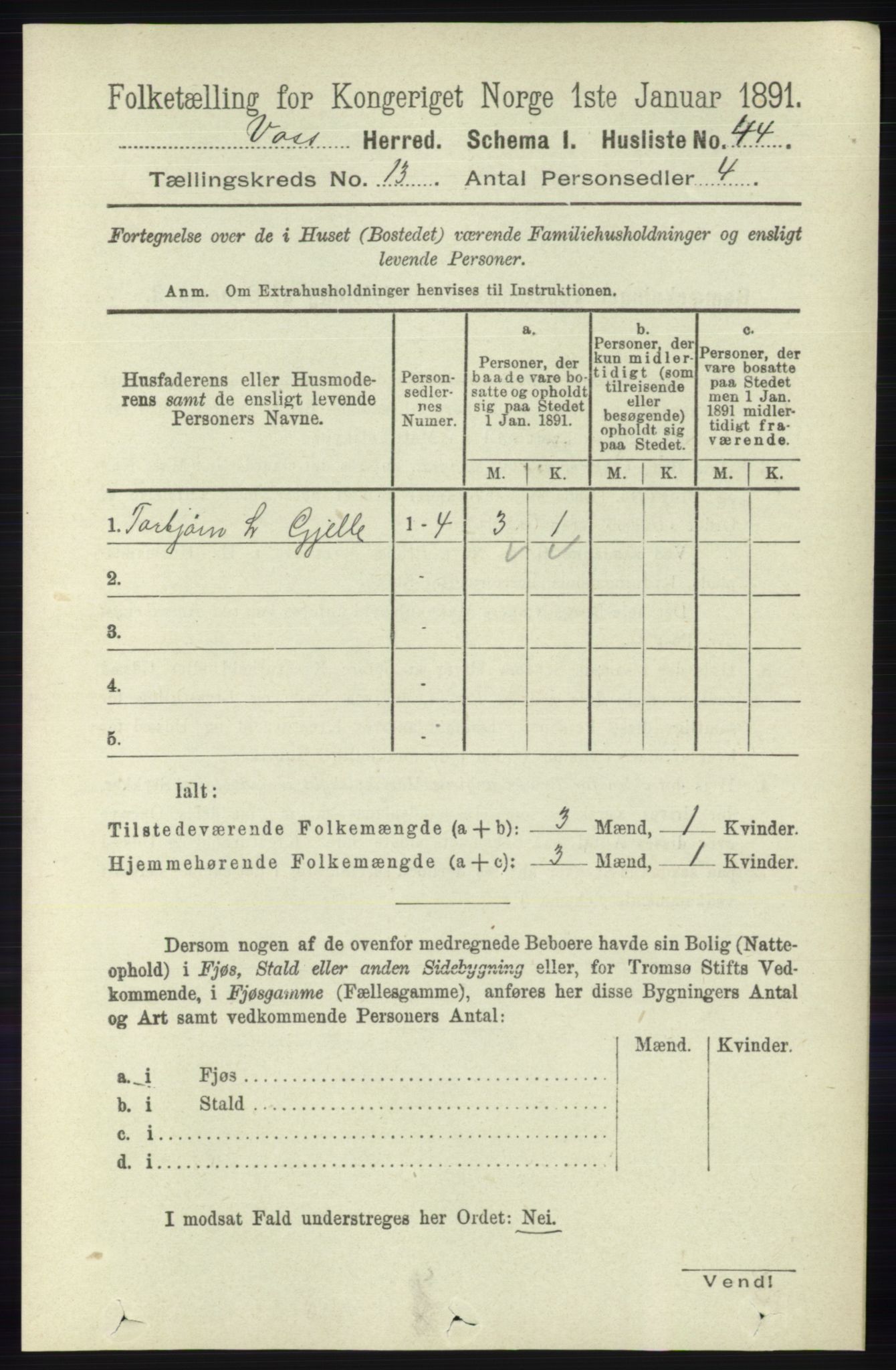 RA, 1891 census for 1235 Voss, 1891, p. 6880