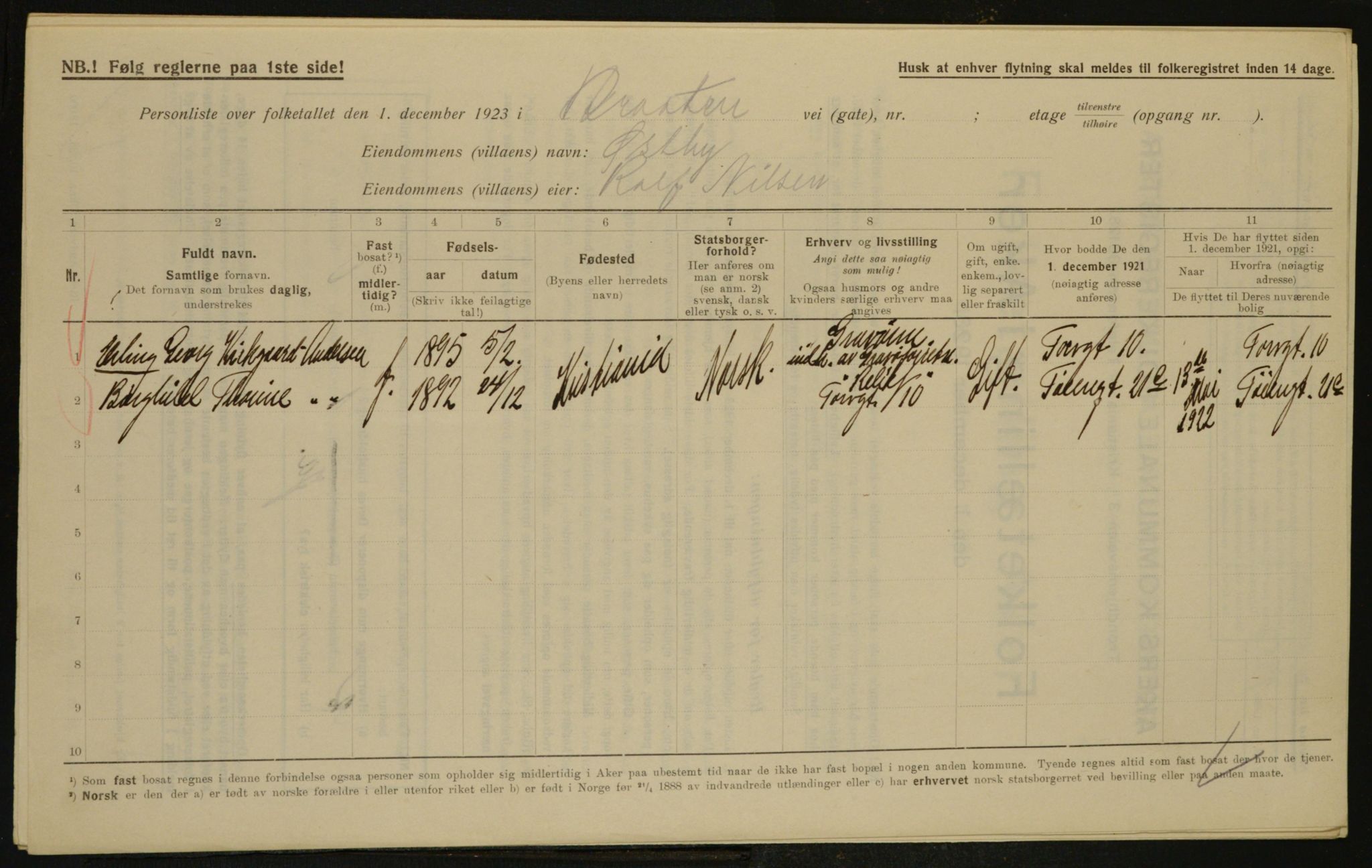 , Municipal Census 1923 for Aker, 1923, p. 34894