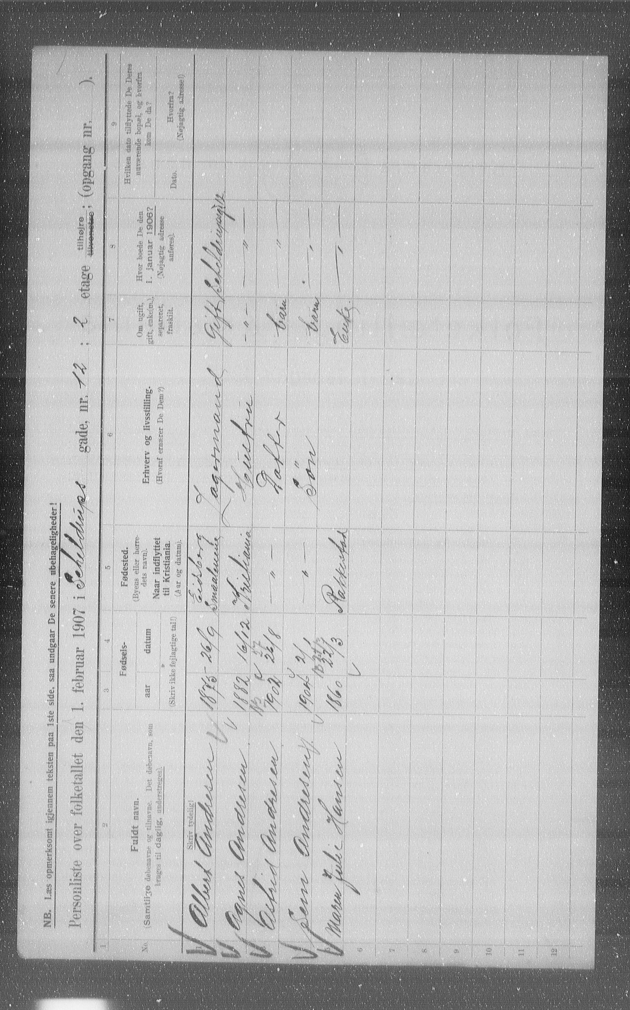 OBA, Municipal Census 1907 for Kristiania, 1907, p. 48915