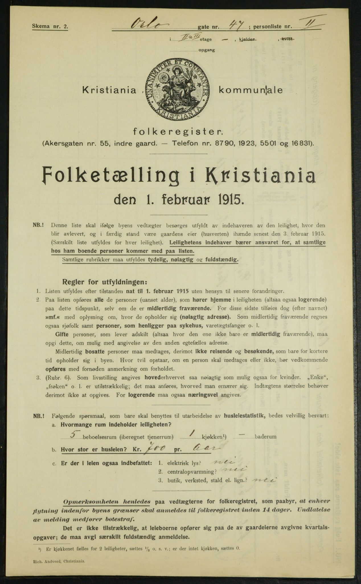 OBA, Municipal Census 1915 for Kristiania, 1915, p. 76854