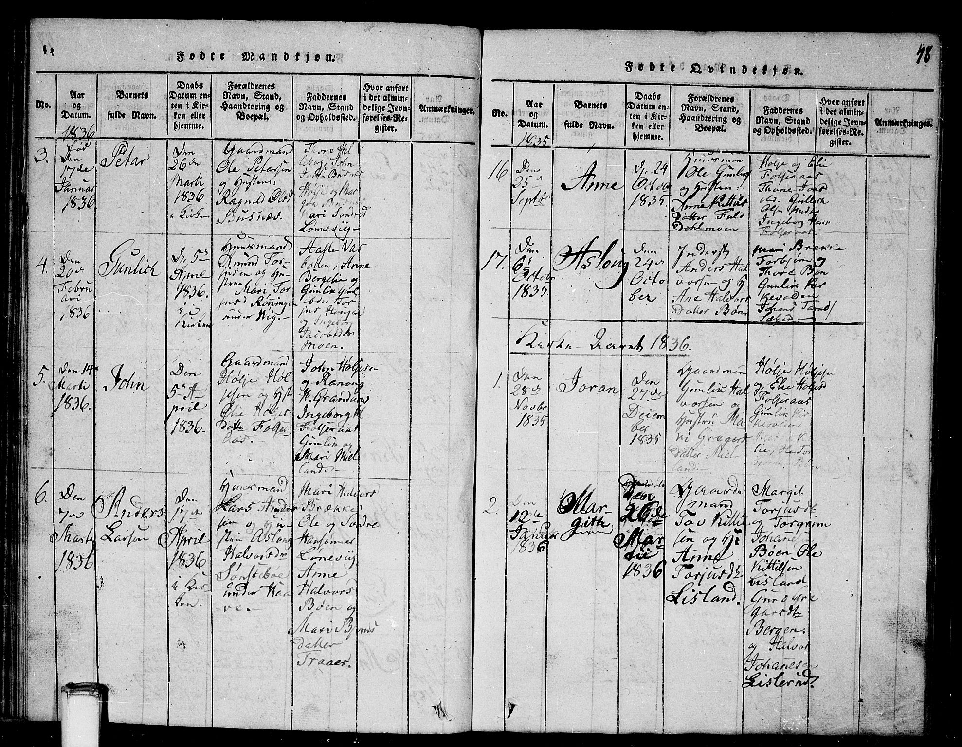 Gransherad kirkebøker, SAKO/A-267/G/Ga/L0001: Parish register (copy) no. I 1, 1815-1842, p. 48