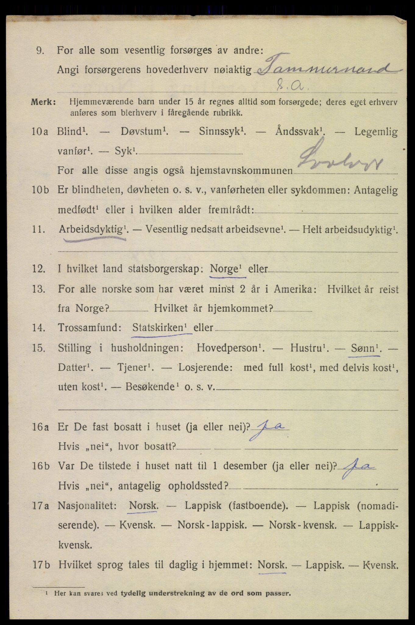 SAT, 1920 census for Svolvær, 1920, p. 3135