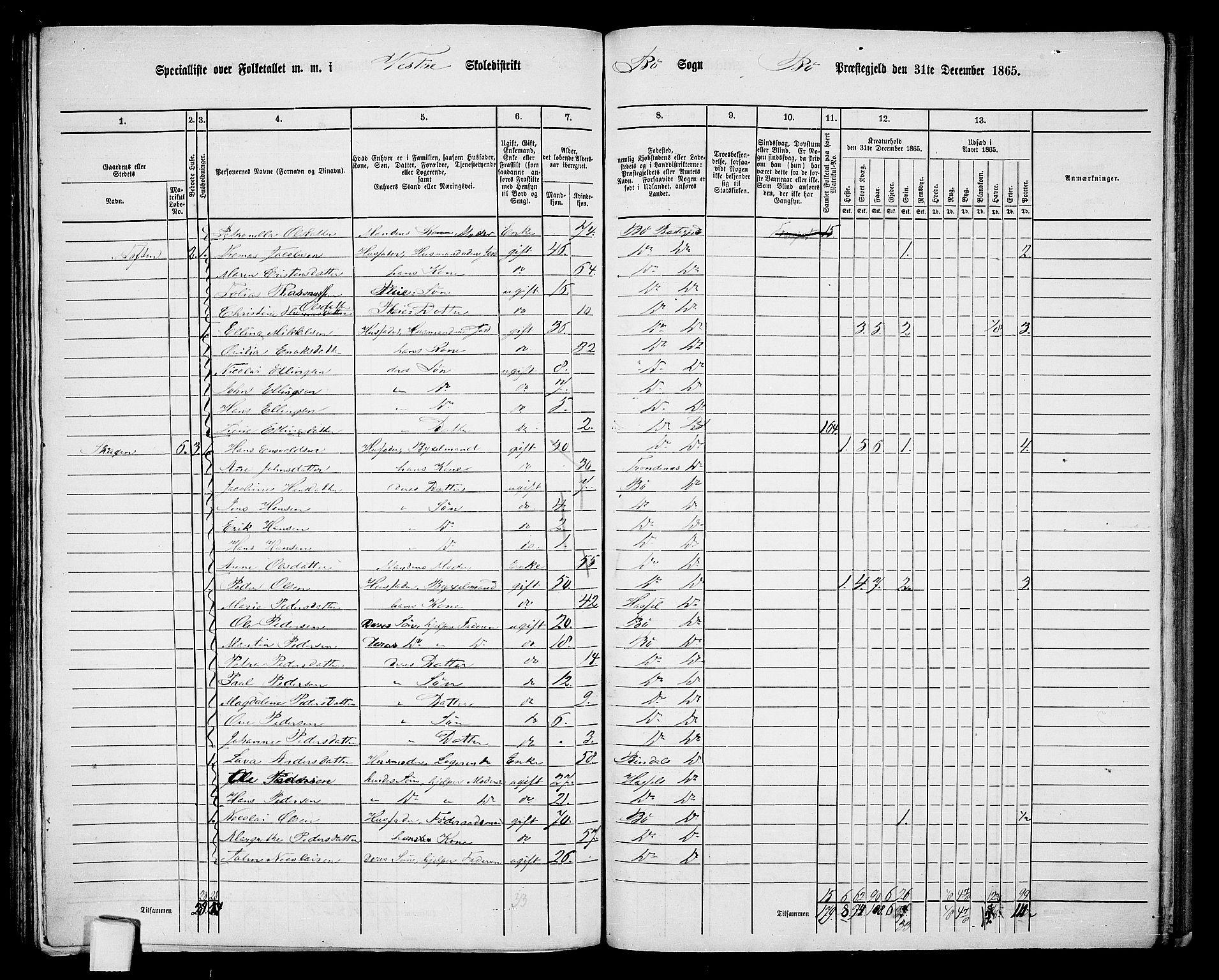 RA, 1865 census for Bø, 1865, p. 81