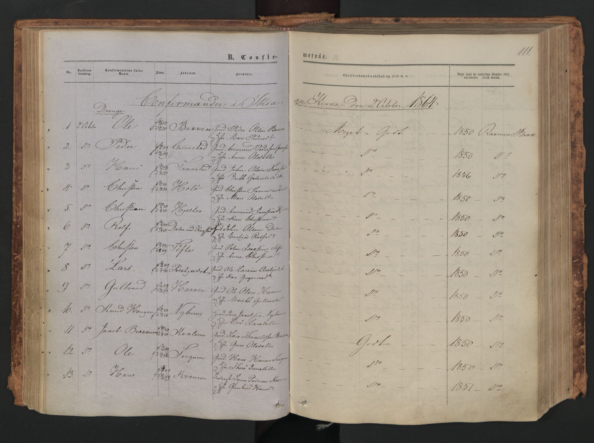 Skjåk prestekontor, SAH/PREST-072/H/Ha/Haa/L0001: Parish register (official) no. 1, 1863-1879, p. 111