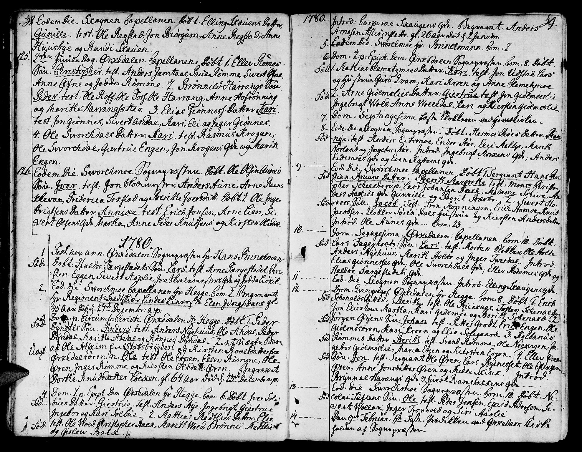 Ministerialprotokoller, klokkerbøker og fødselsregistre - Sør-Trøndelag, SAT/A-1456/668/L0802: Parish register (official) no. 668A02, 1776-1799, p. 38-39