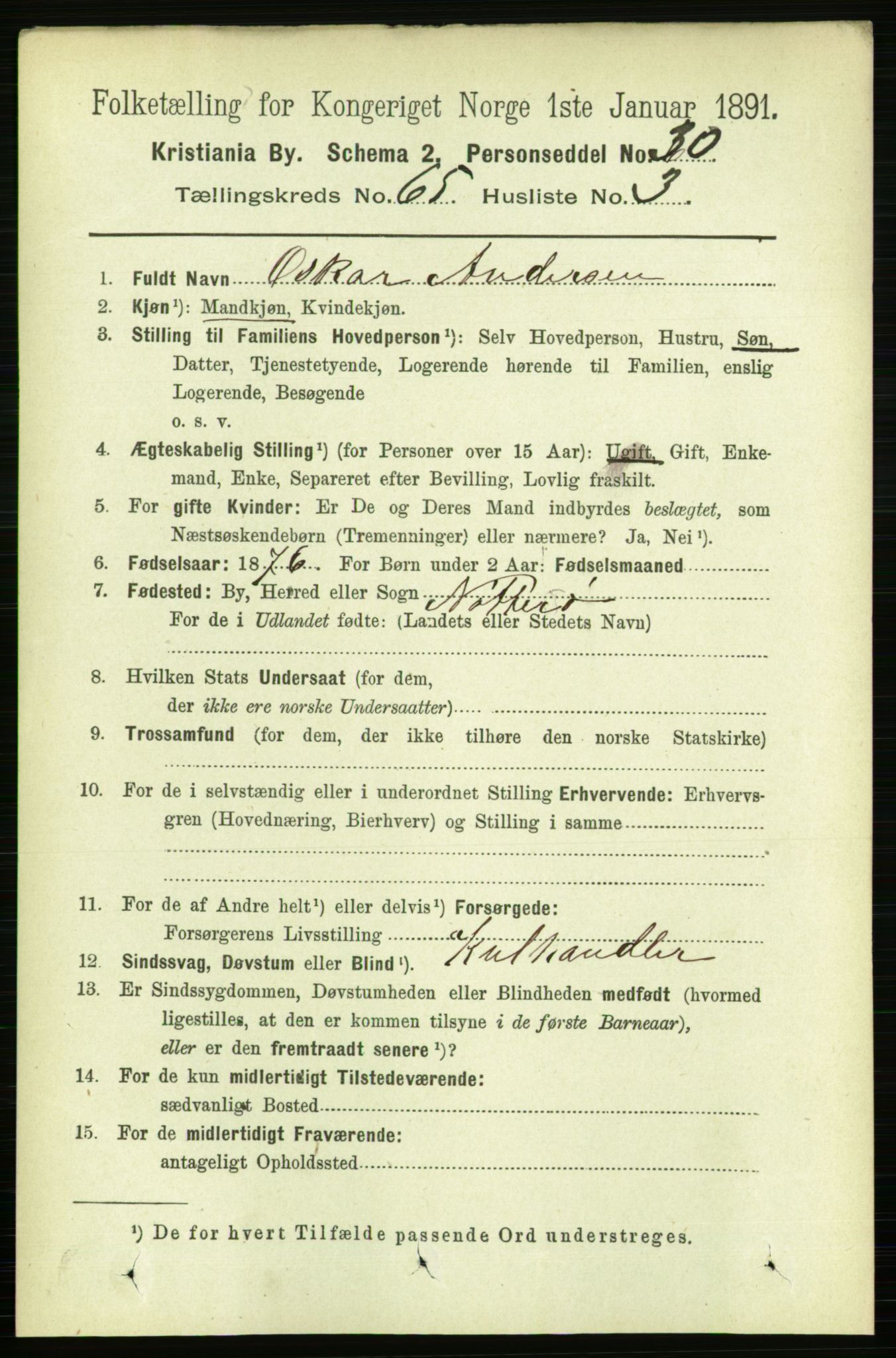 RA, 1891 census for 0301 Kristiania, 1891, p. 34931