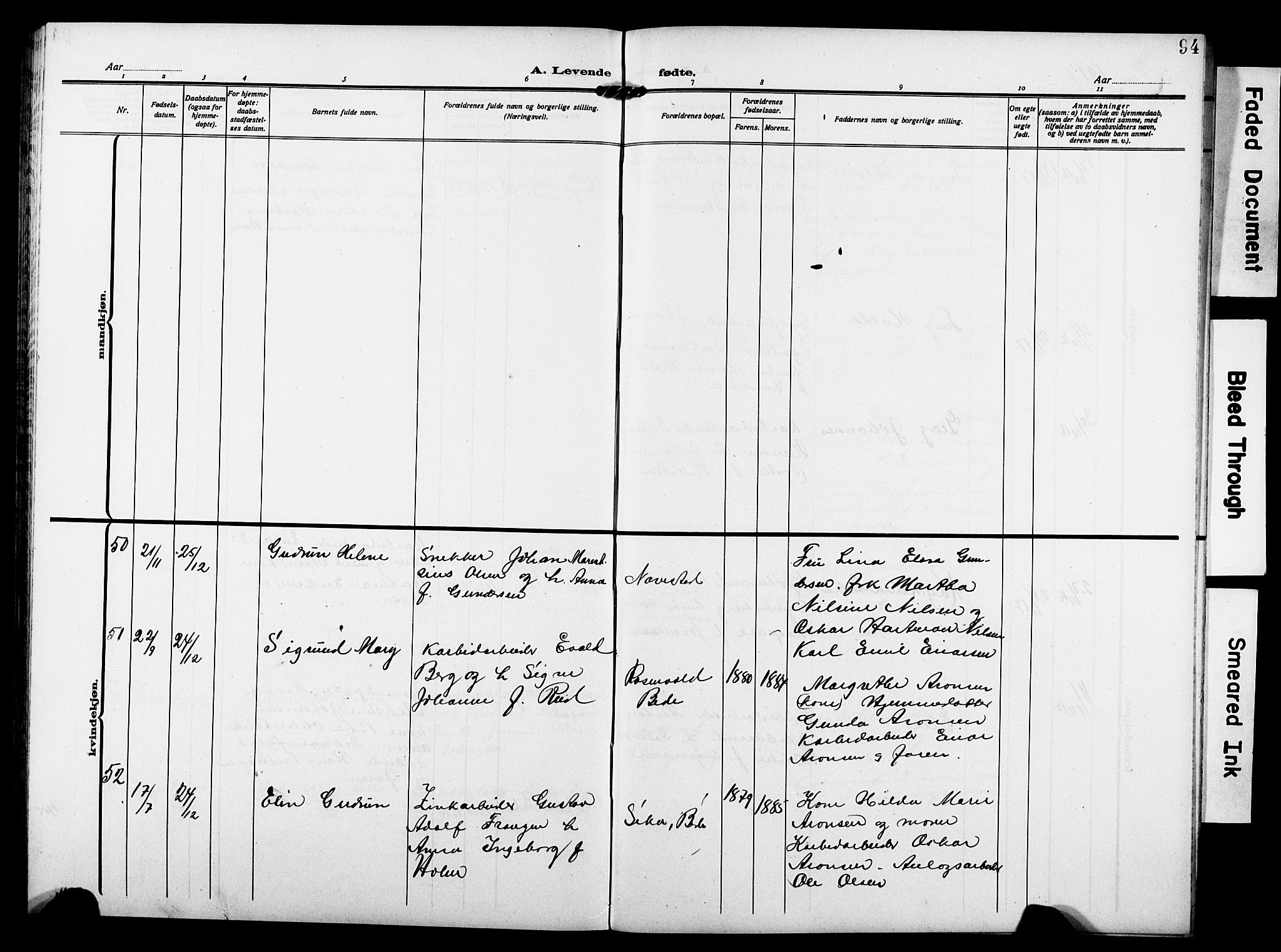 Skjeberg prestekontor Kirkebøker, AV/SAO-A-10923/G/Gd/L0001: Parish register (copy) no. IV 1, 1907-1917, p. 94