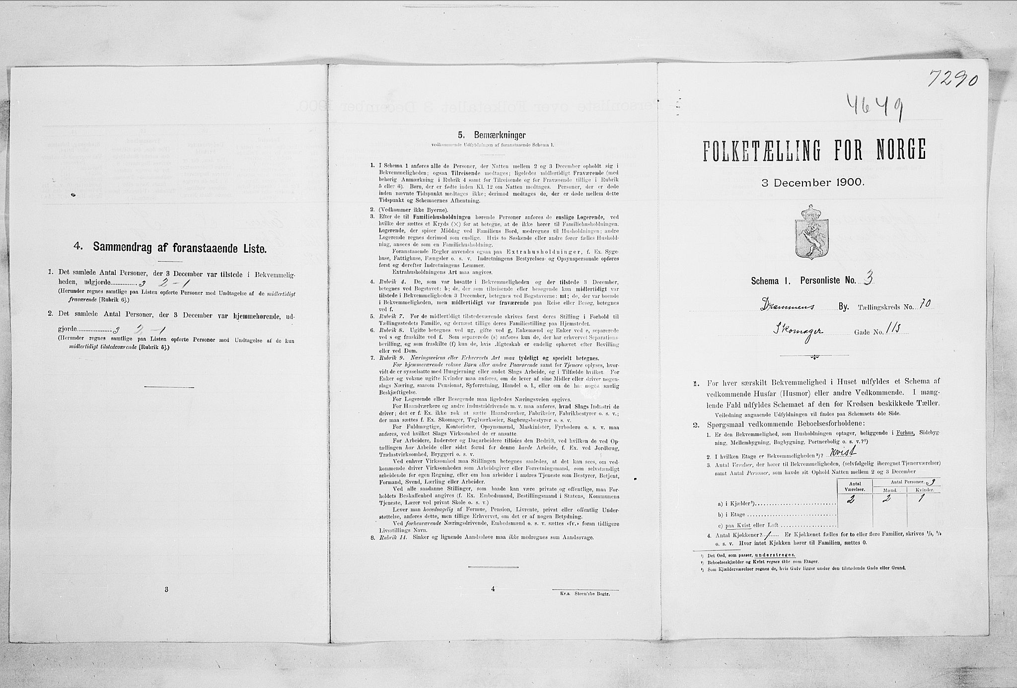 RA, 1900 census for Drammen, 1900, p. 14278