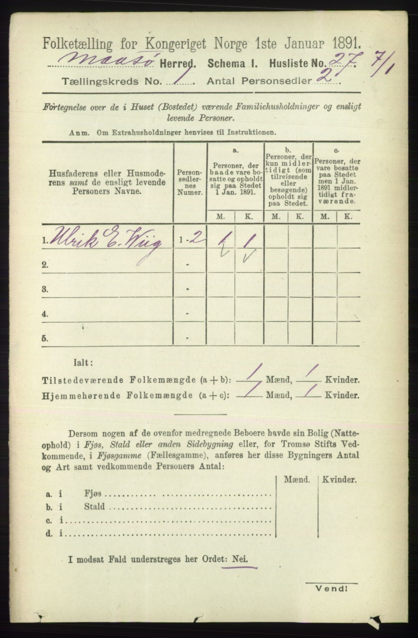 RA, 1891 census for 2018 Måsøy, 1891, p. 52