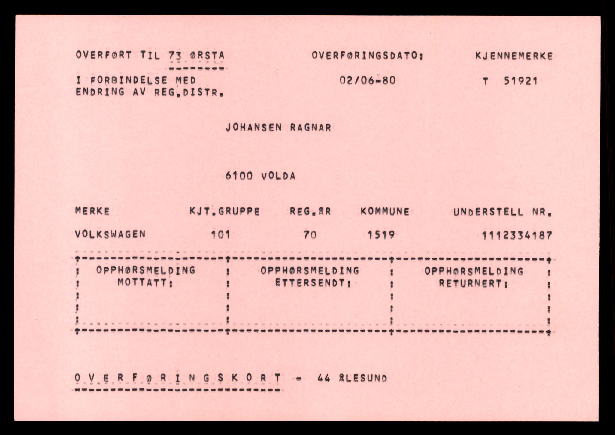 Møre og Romsdal vegkontor - Ålesund trafikkstasjon, AV/SAT-A-4099/F/Ff/L0012: Overførings-/henvisningskort T 51914 - T 54318, 1927-1998, p. 8