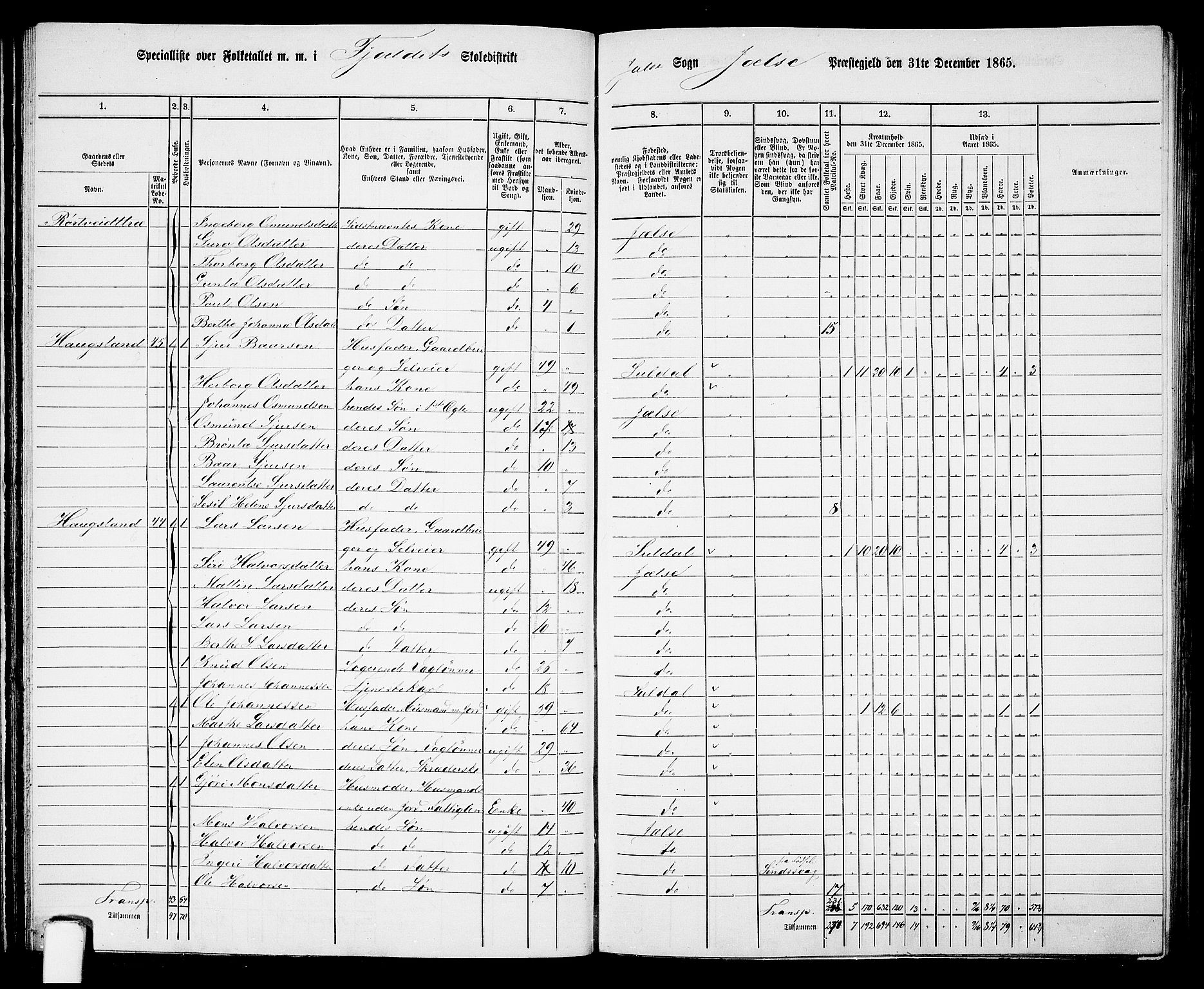 RA, 1865 census for Jelsa, 1865, p. 34