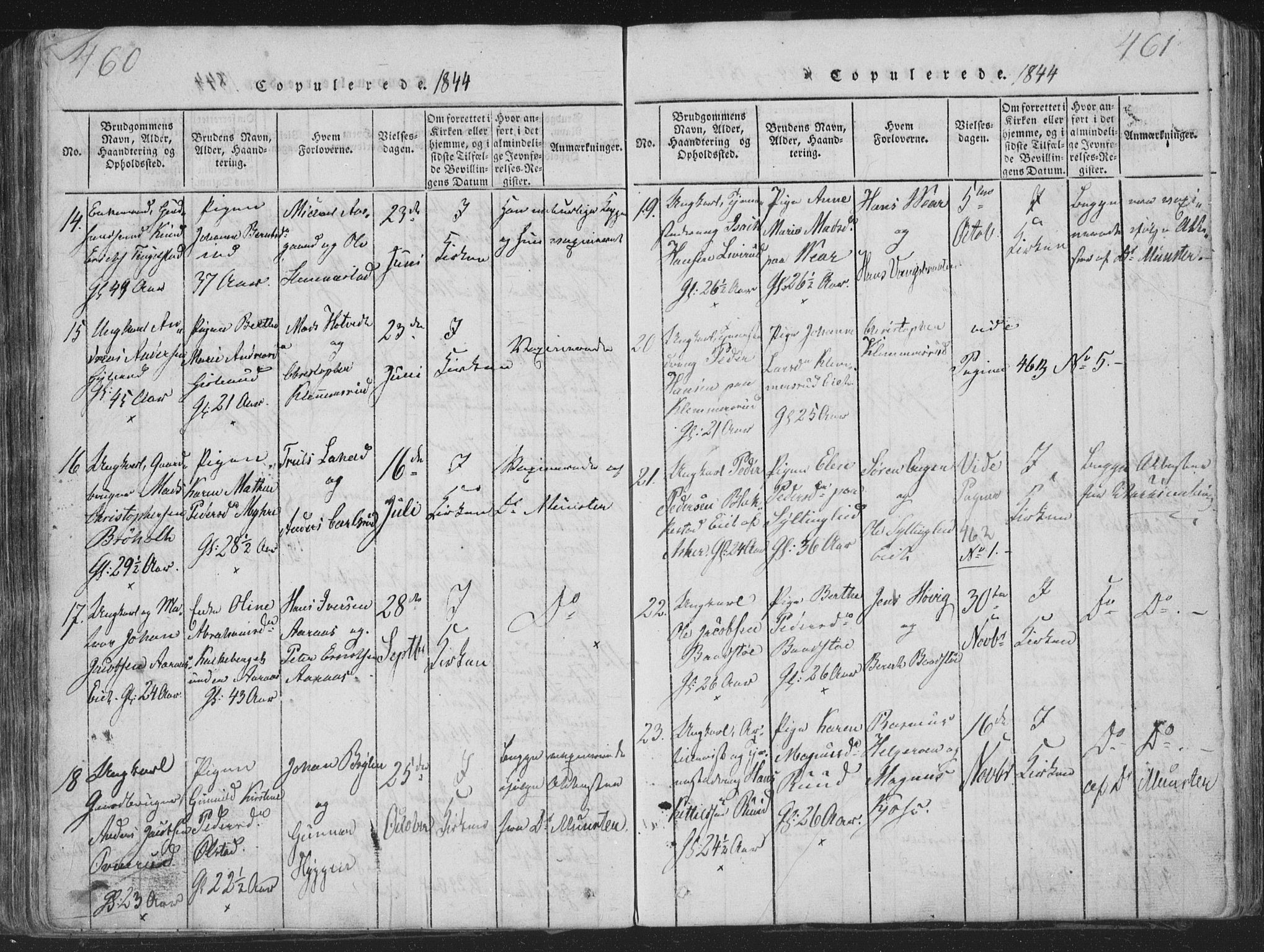 Røyken kirkebøker, AV/SAKO-A-241/G/Ga/L0003: Parish register (copy) no. 3, 1814-1856, p. 460-461