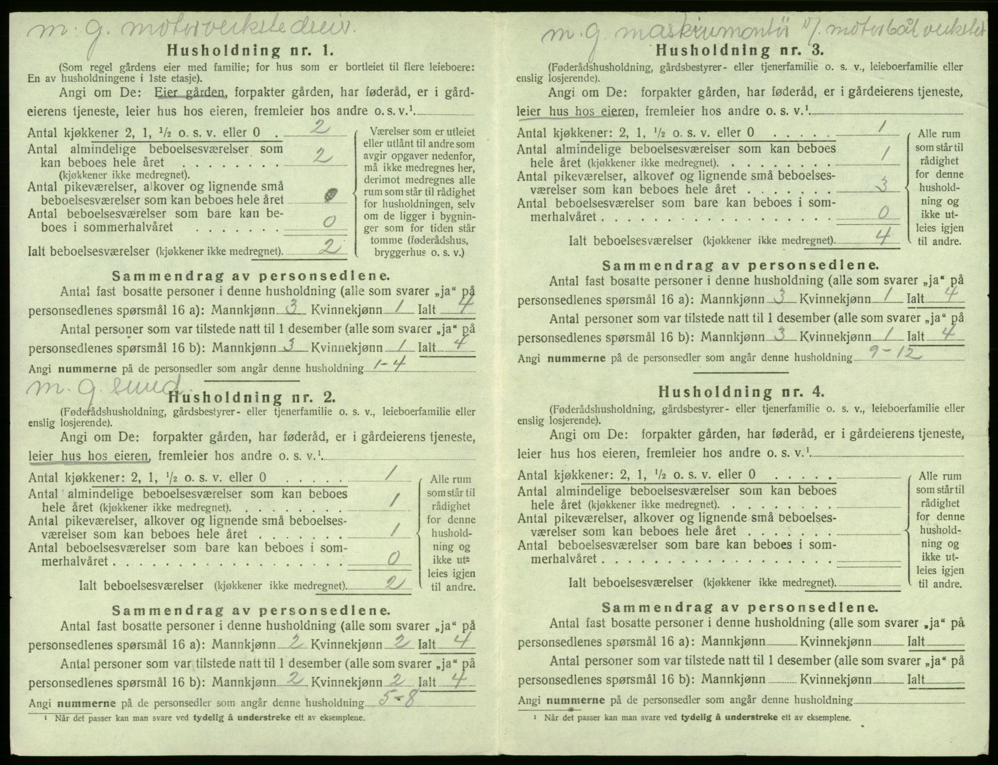 SAB, 1920 census for Sund, 1920, p. 170