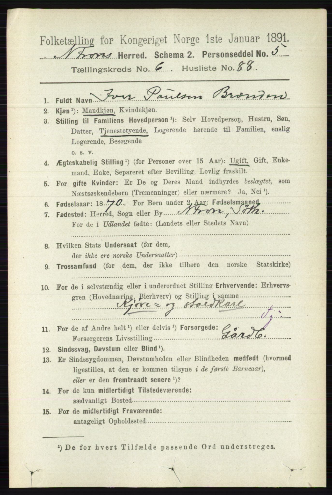 RA, 1891 census for 0518 Nord-Fron, 1891, p. 2720