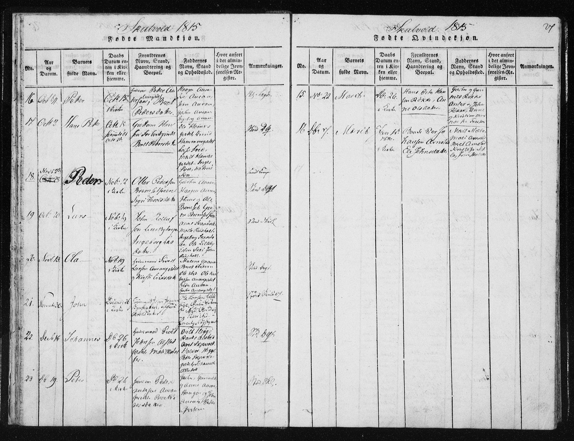 Ministerialprotokoller, klokkerbøker og fødselsregistre - Nord-Trøndelag, SAT/A-1458/709/L0061: Parish register (official) no. 709A08 /2, 1815-1819, p. 27