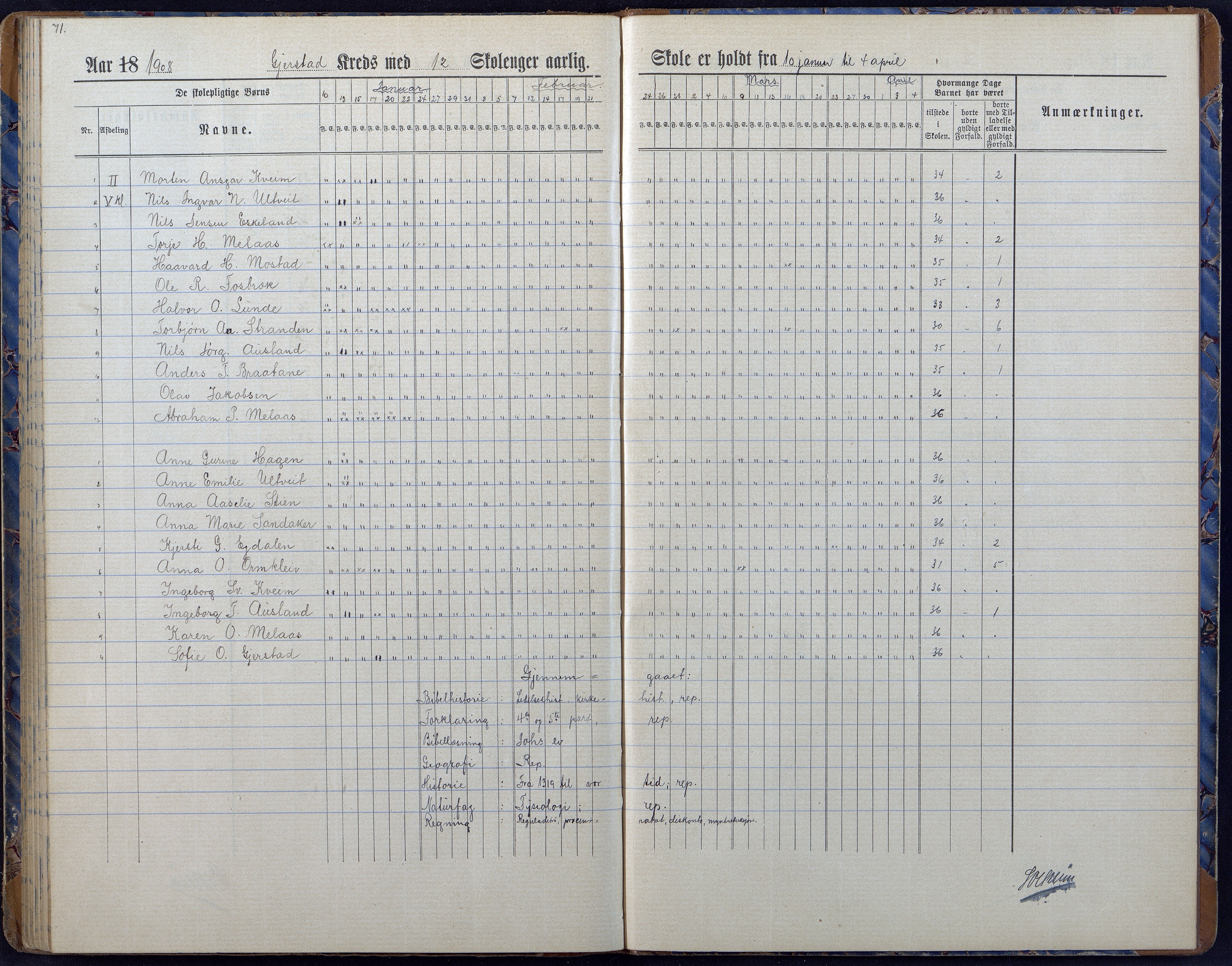 Gjerstad Kommune, Gjerstad Skole, AAKS/KA0911-550a/F01/L0008: Dagbok, 1892-1908, p. 73