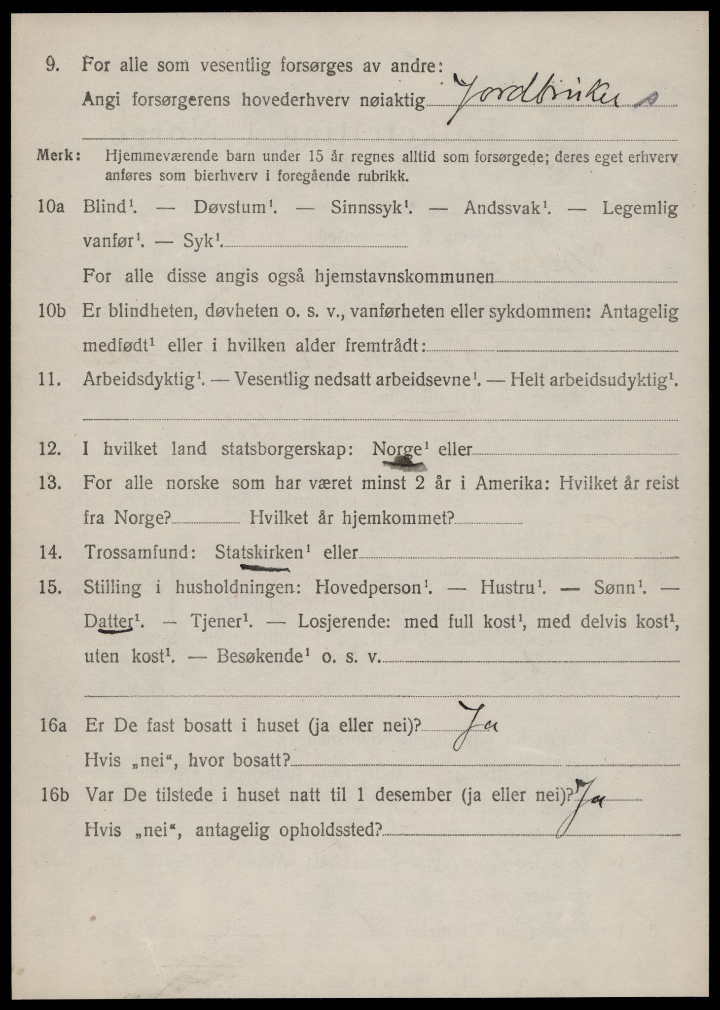 SAT, 1920 census for Vestnes, 1920, p. 1896