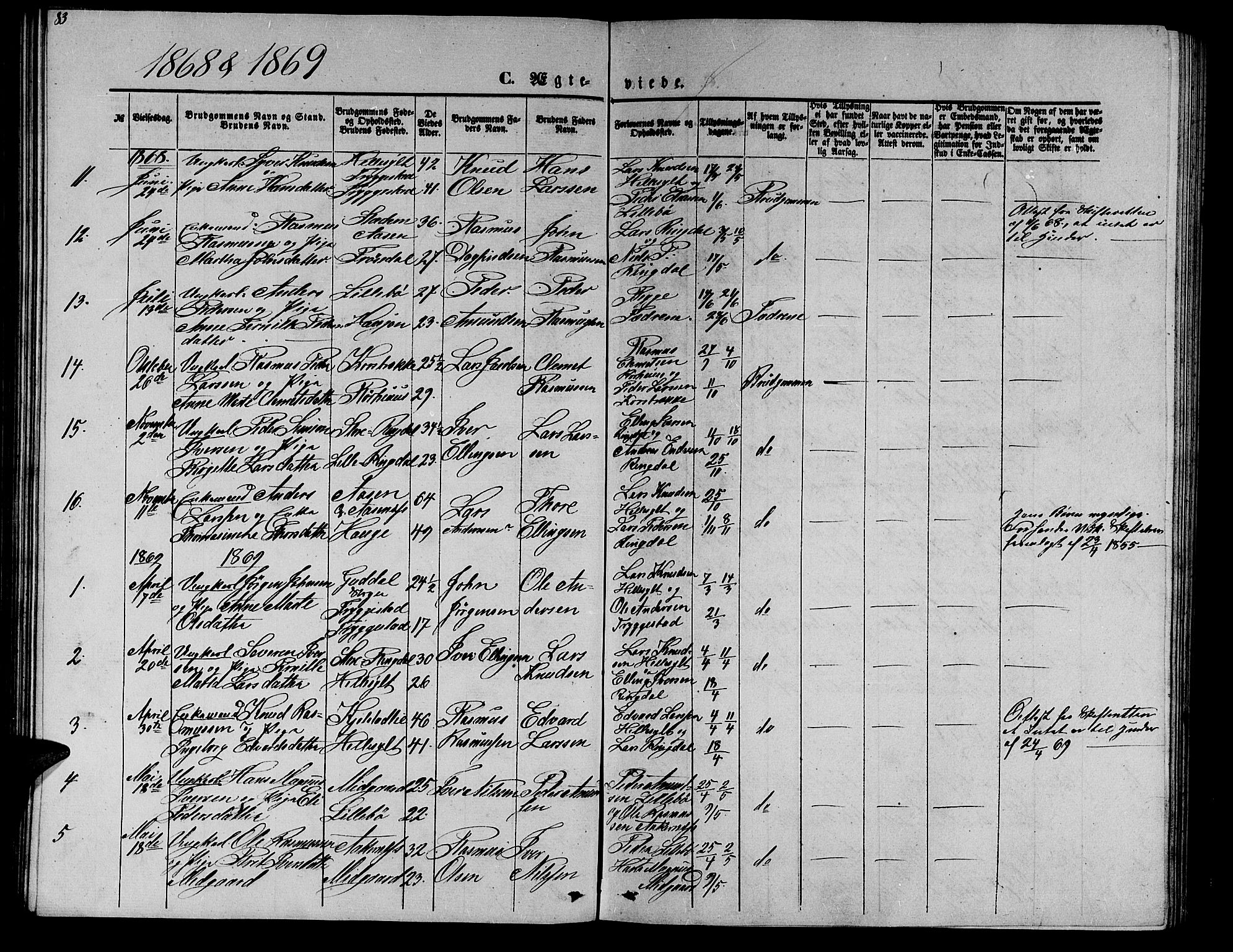 Ministerialprotokoller, klokkerbøker og fødselsregistre - Møre og Romsdal, SAT/A-1454/517/L0229: Parish register (copy) no. 517C02, 1864-1879, p. 83