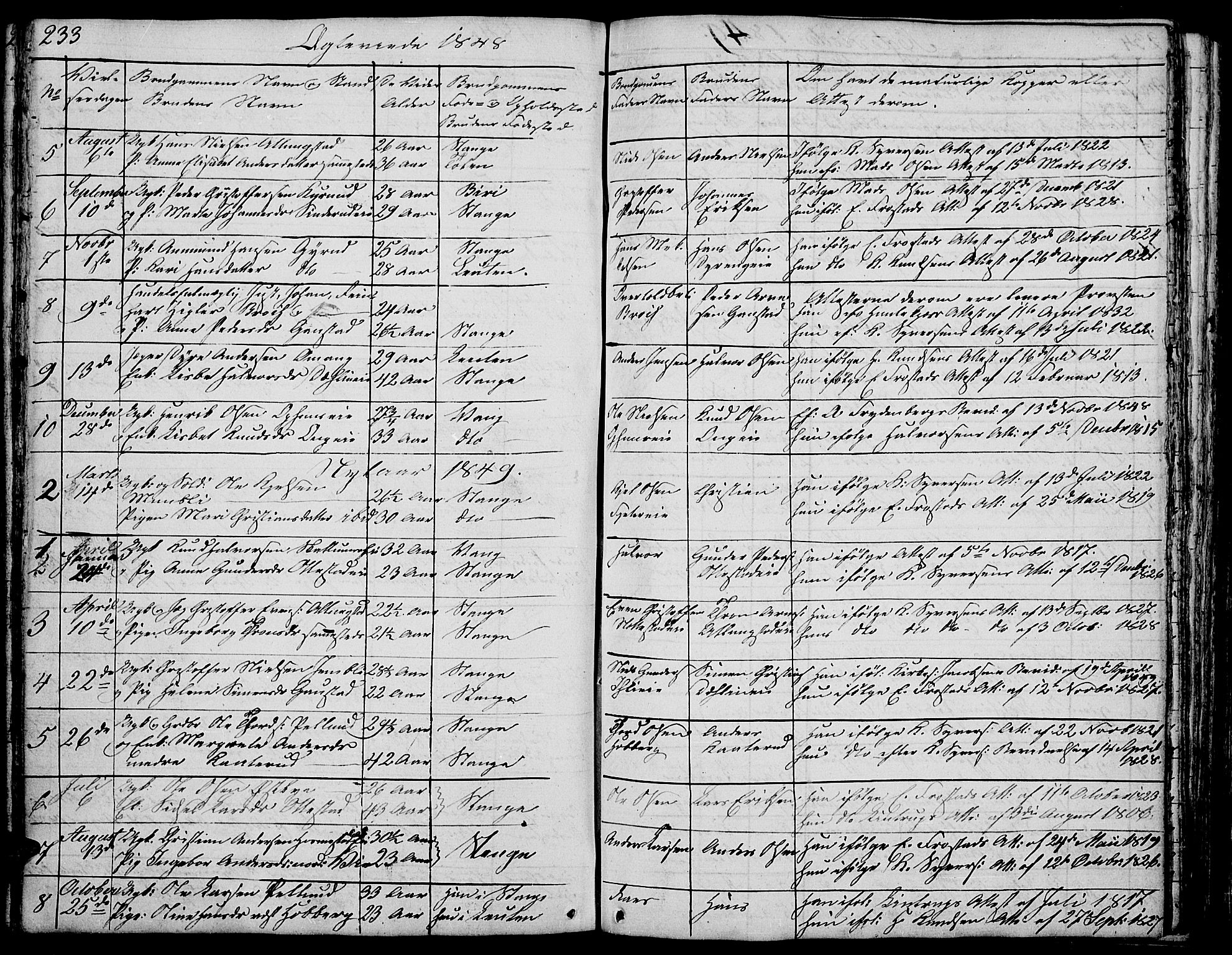 Stange prestekontor, SAH/PREST-002/L/L0002: Parish register (copy) no. 2, 1838-1879, p. 233