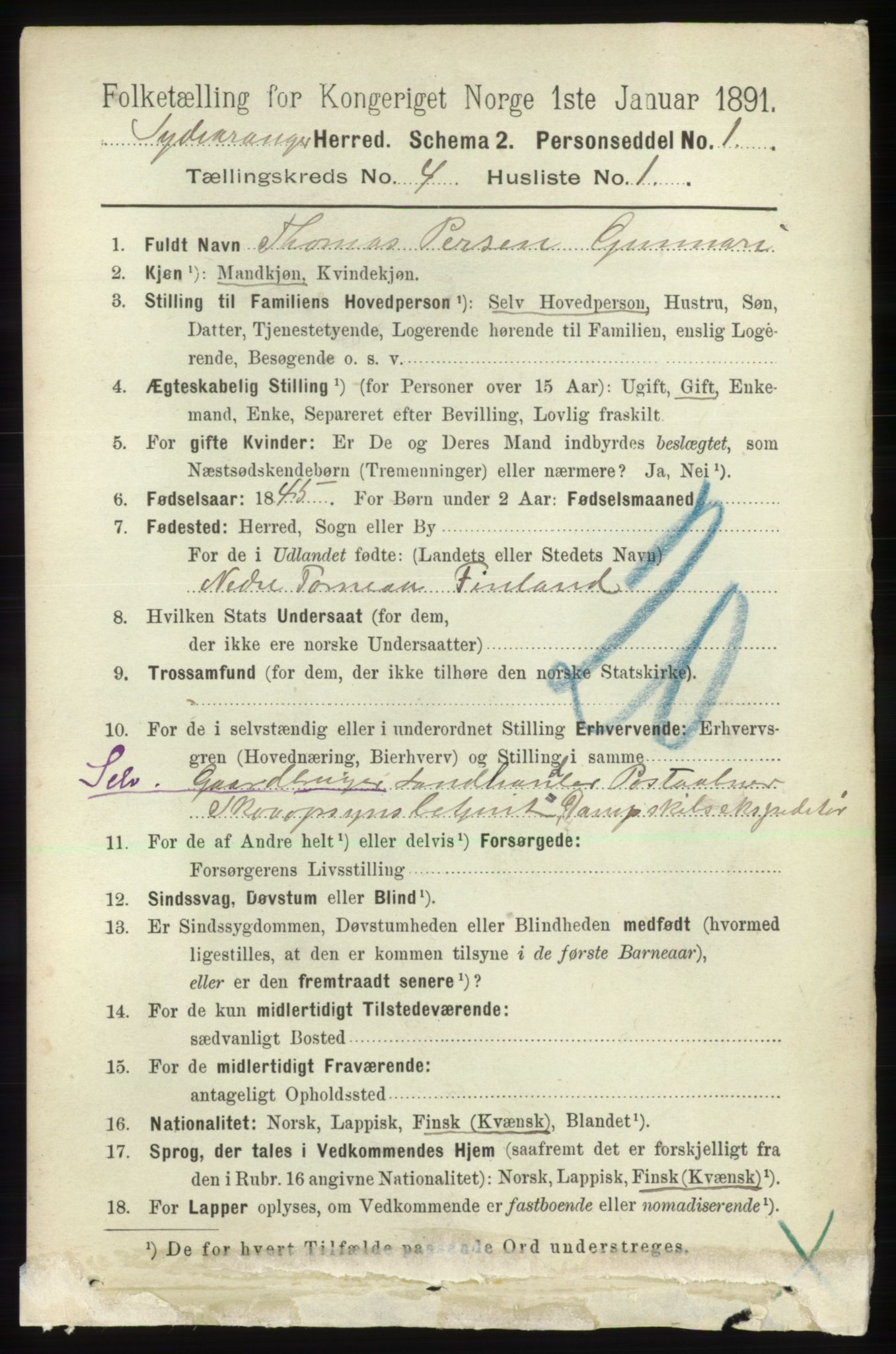 RA, 1891 census for 2030 Sør-Varanger, 1891, p. 1078