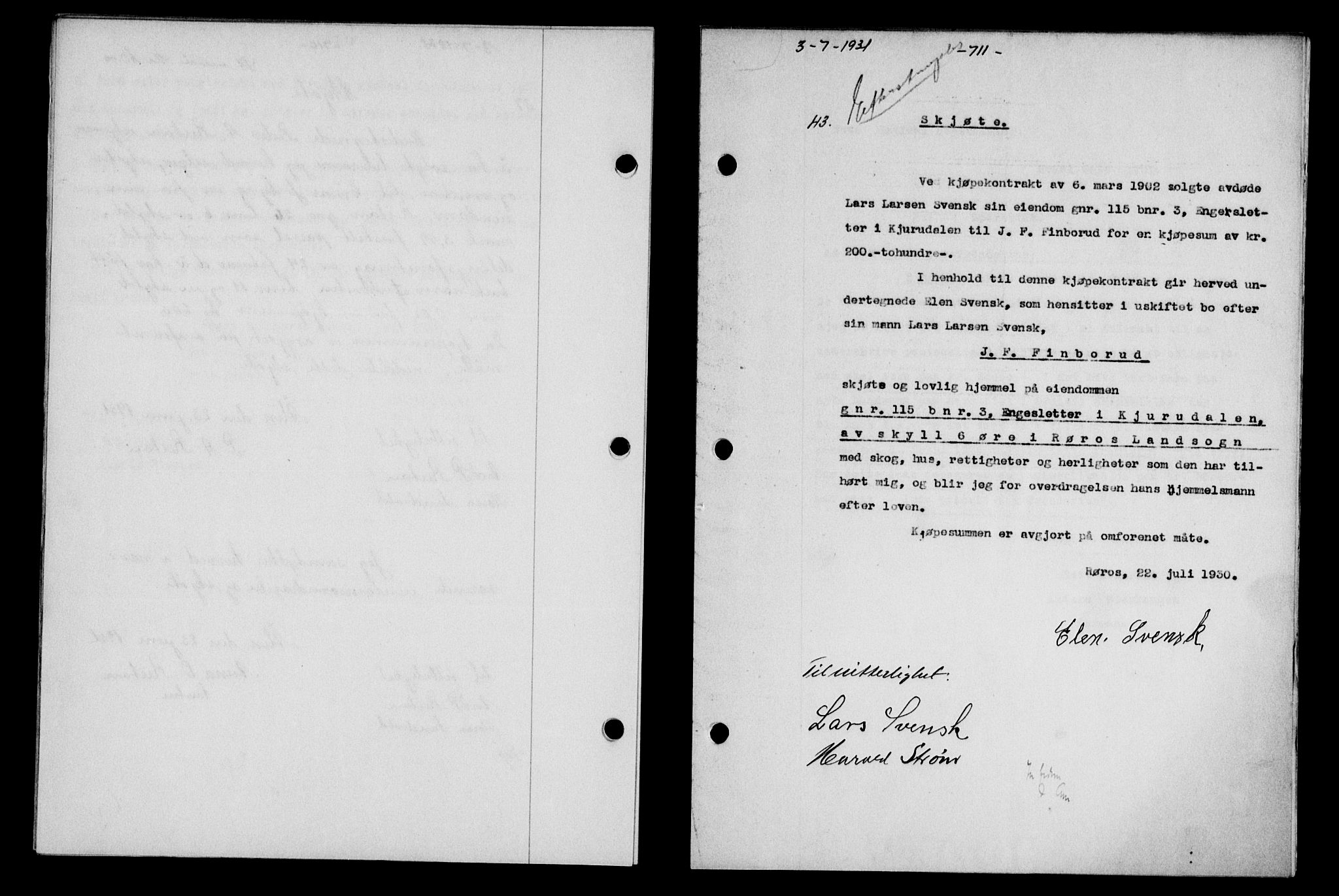 Gauldal sorenskriveri, AV/SAT-A-0014/1/2/2C/L0041: Mortgage book no. 42-43, 1930-1931, Deed date: 03.07.1931