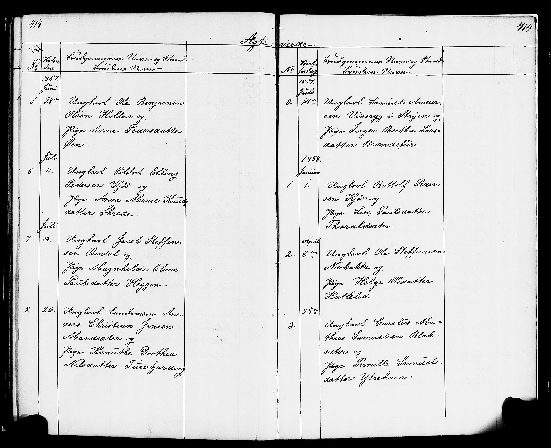 Hornindal sokneprestembete, AV/SAB-A-82401/H/Haa/Haaa/L0001: Parish register (official) no. A 1, 1837-1866, p. 412-413