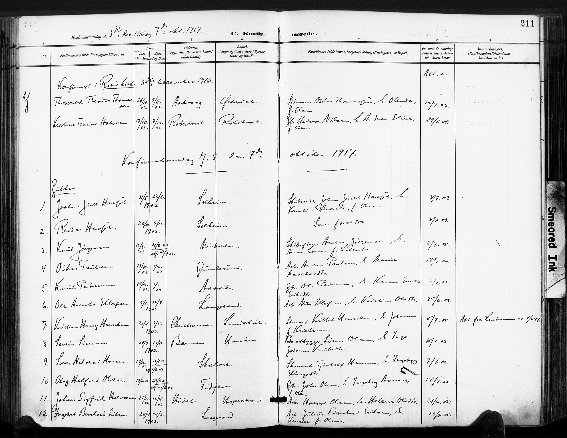 Søndeled sokneprestkontor, AV/SAK-1111-0038/F/Fa/L0006: Parish register (official) no. A 6, 1900-1922, p. 212